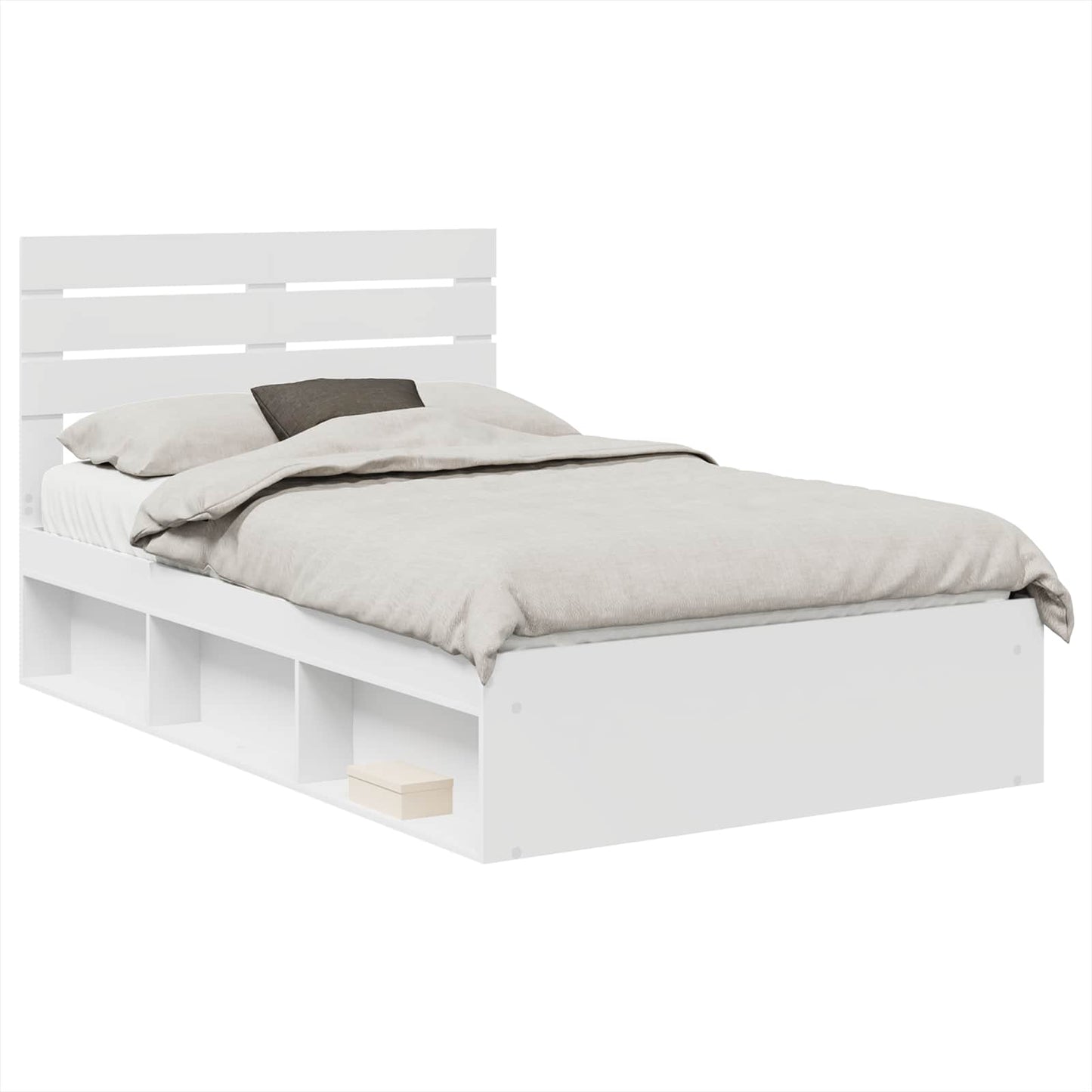 Sengestamme med hodegjerde Hvit 135 x 190 cm Massiv furu