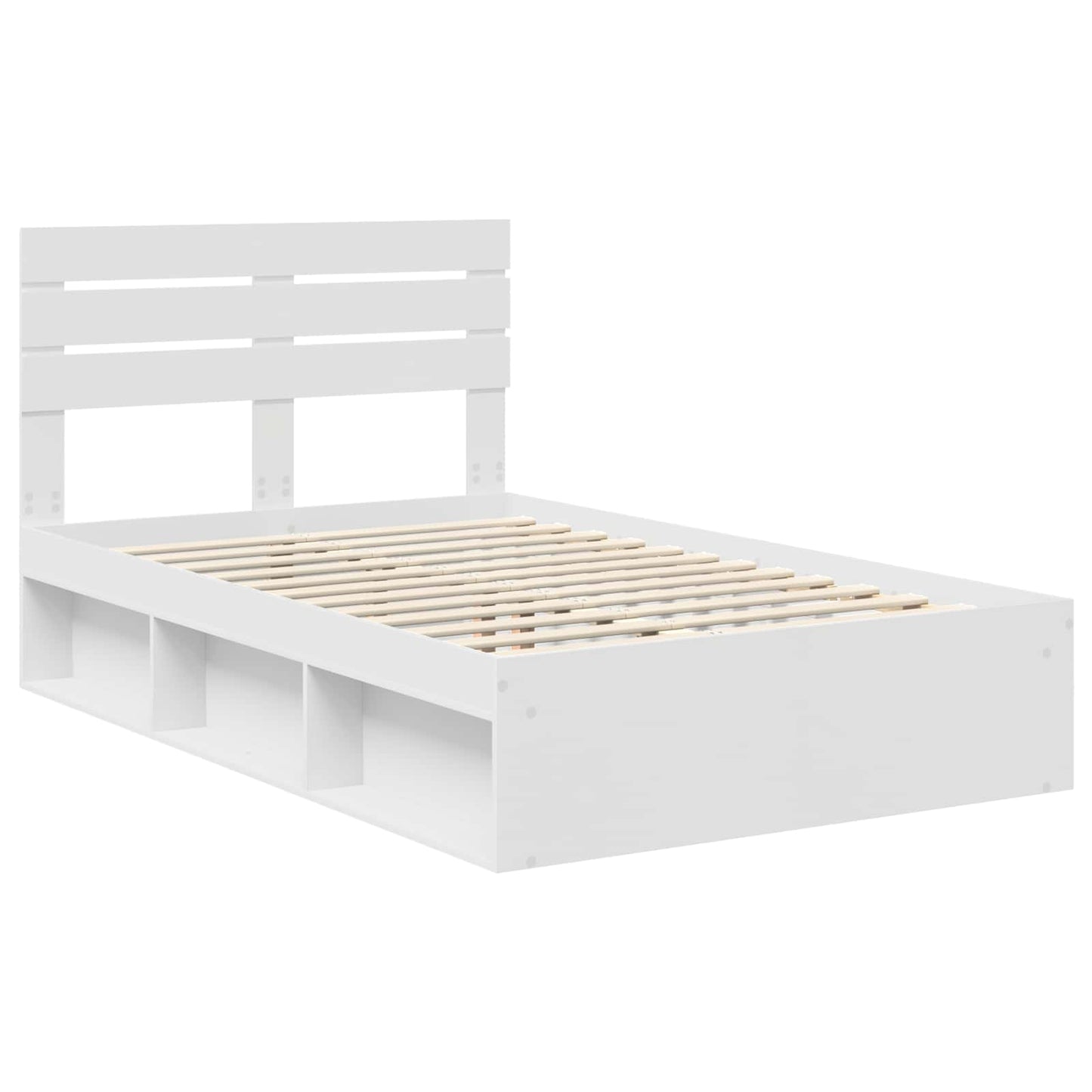 Sengestamme med hodegjerde Hvit 135 x 190 cm Massiv furu
