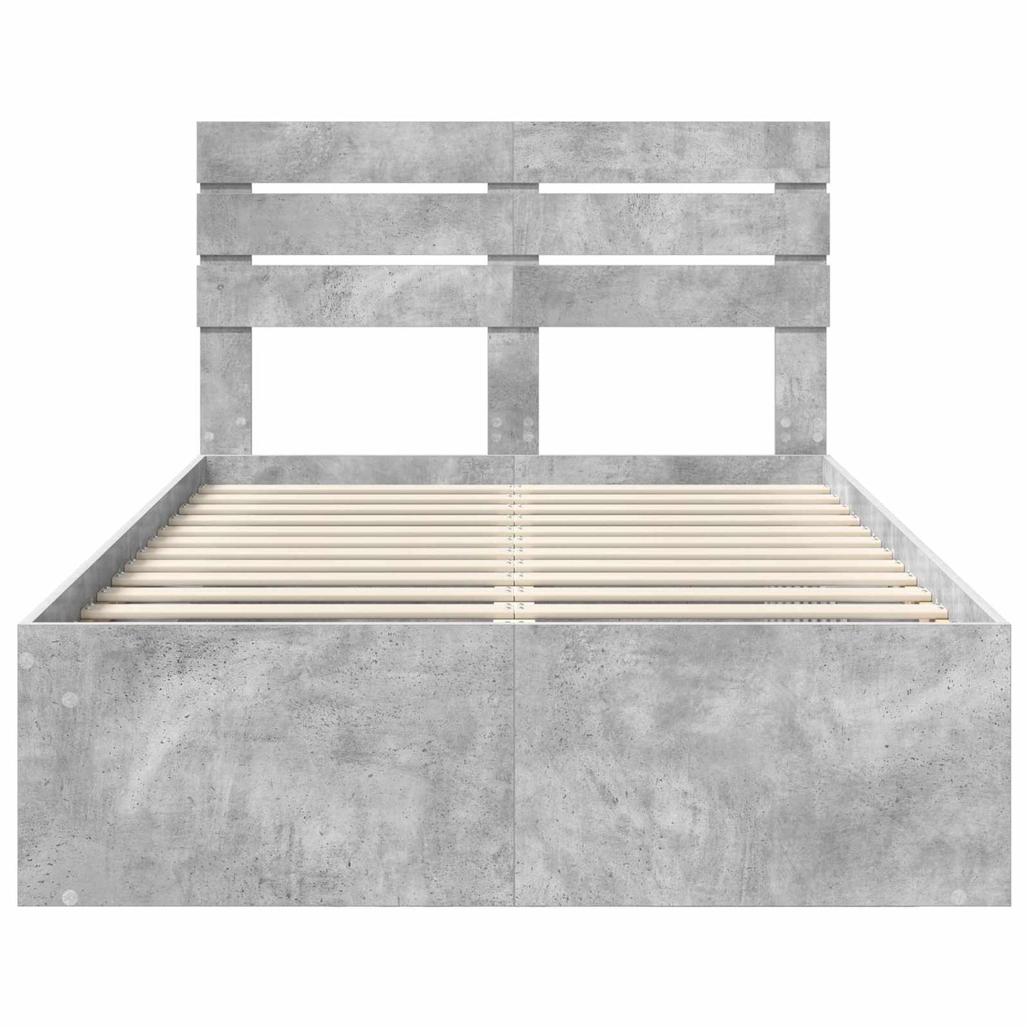 Sengestamme med hodegjerde Betonggrå 135 x 190 cm Massiv furu