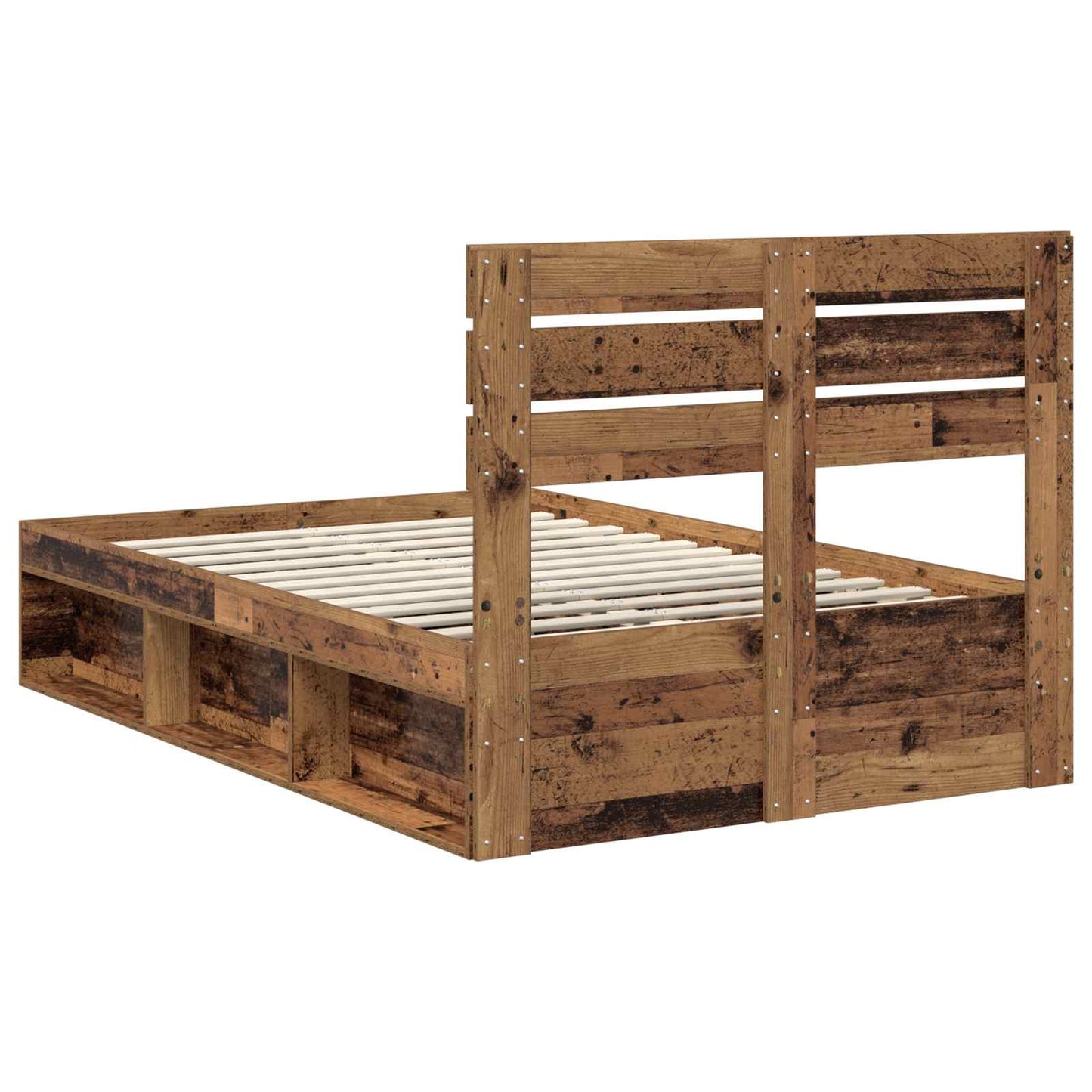 Sengestamme med hodegjerde Gammelt tre 135 x 190 cm Massiv furu