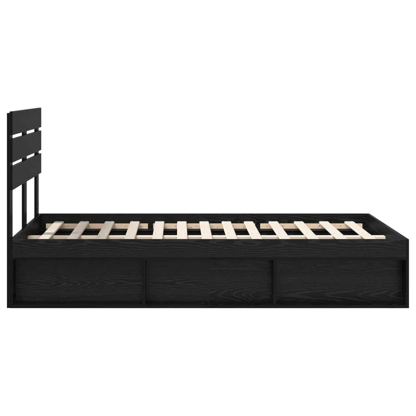Sengestamme med hodegjerde Svart 120 x 200 cm Massiv furu