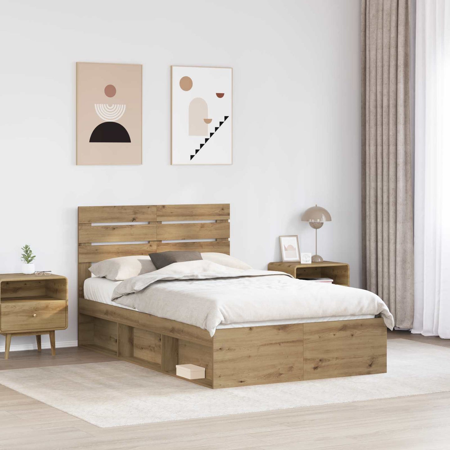 Sengestamme Kunstnerisk Eik 120 x 190 cm Massiv furu