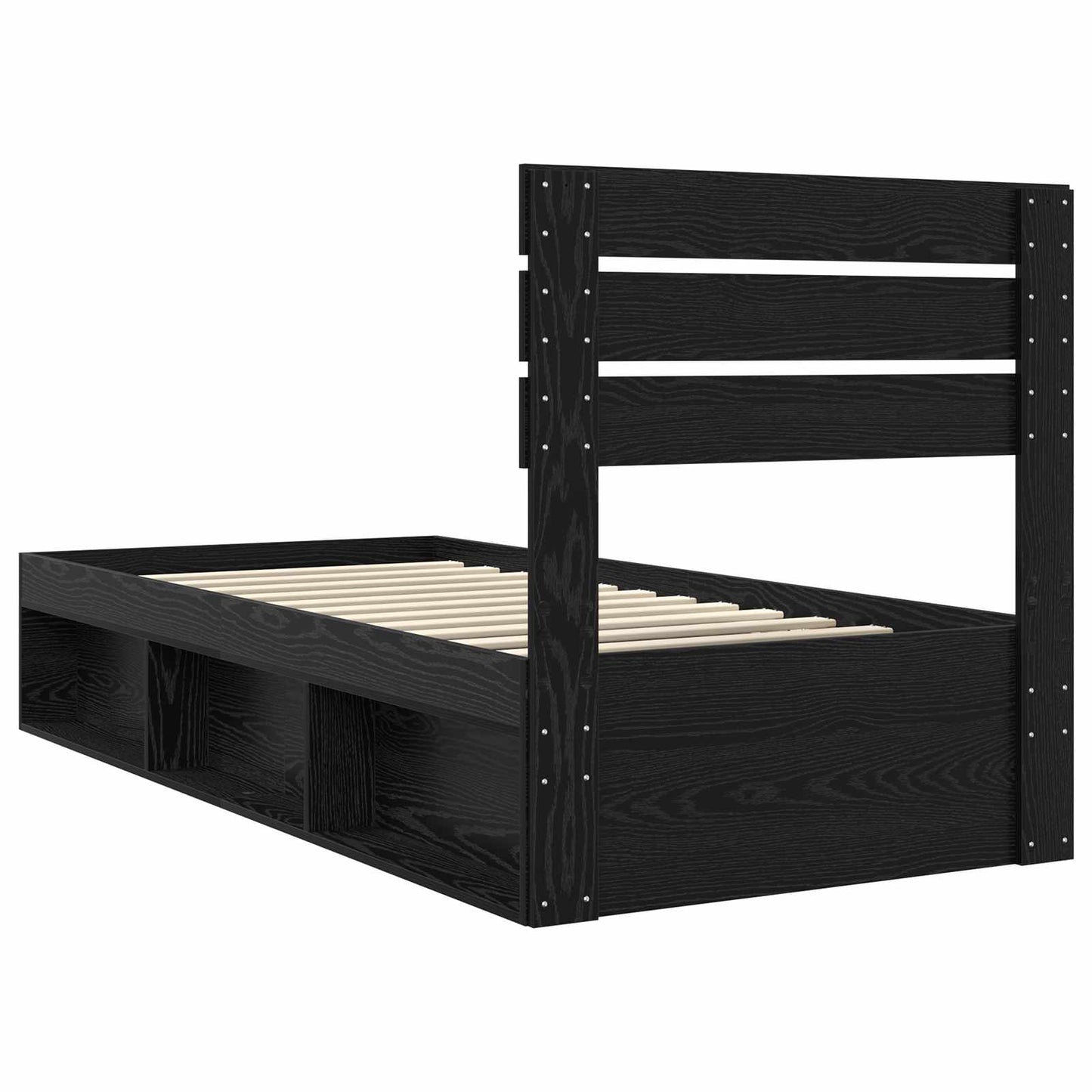 Sengestamme med hodegjerde Svart 100 x 200 cm Massiv furu