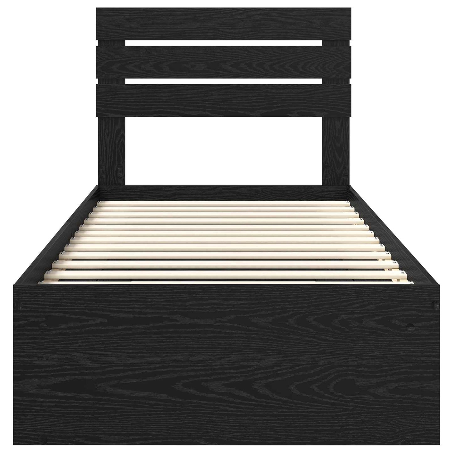 Sengestamme med hodegjerde Svart 100 x 200 cm Massiv furu
