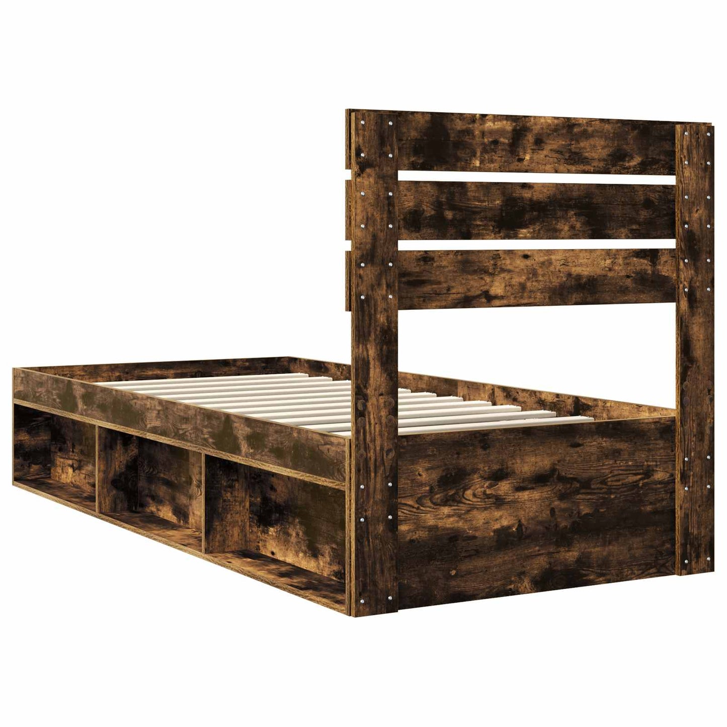 Sengestamme med hodegjerde Røkt eik 100 x 200 cm Massiv furu