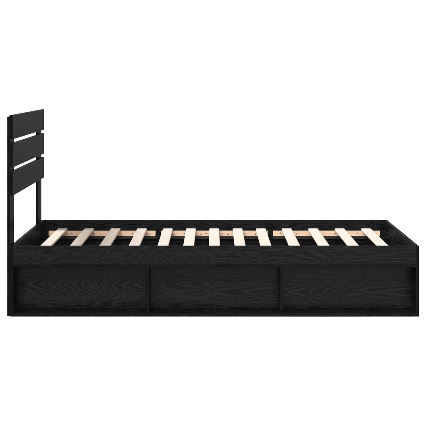 Sengestamme med hodegjerde Svart 90 x 190 cm Massiv furu