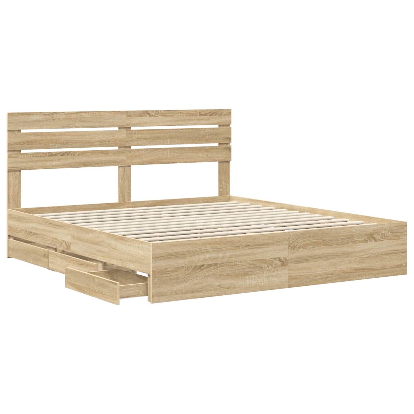 Sengestamme med skuff Sonoma eik 200 x 200 cm Ingeniørtre