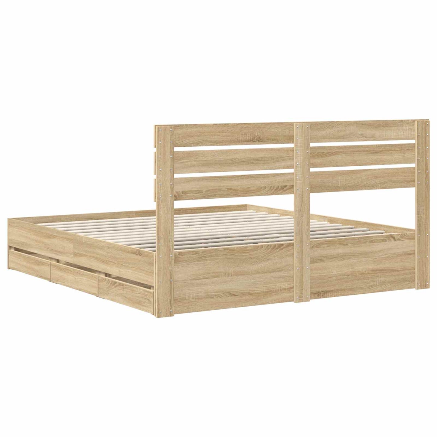 Sengestamme med skuff Sonoma eik 200 x 200 cm Ingeniørtre