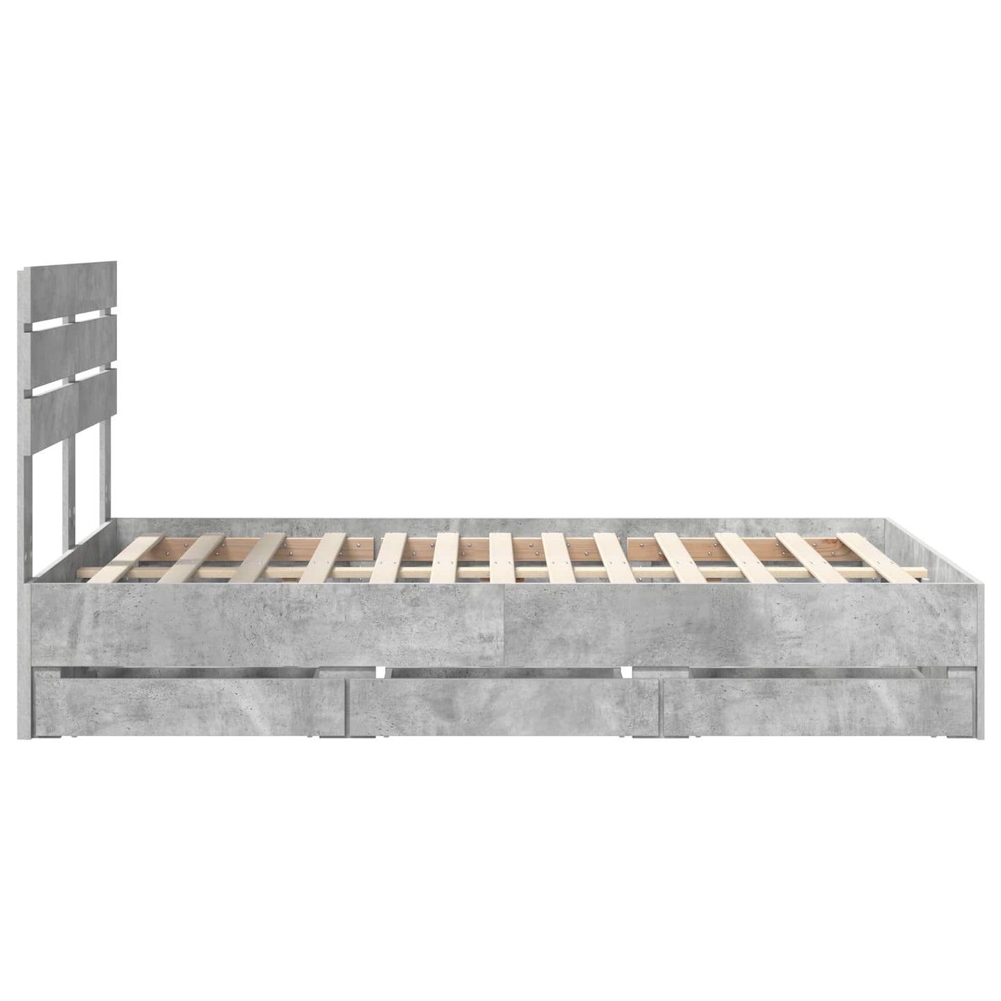 Sengestamme med skuff Betonggrå 135 x 190 cm Ingeniørtre