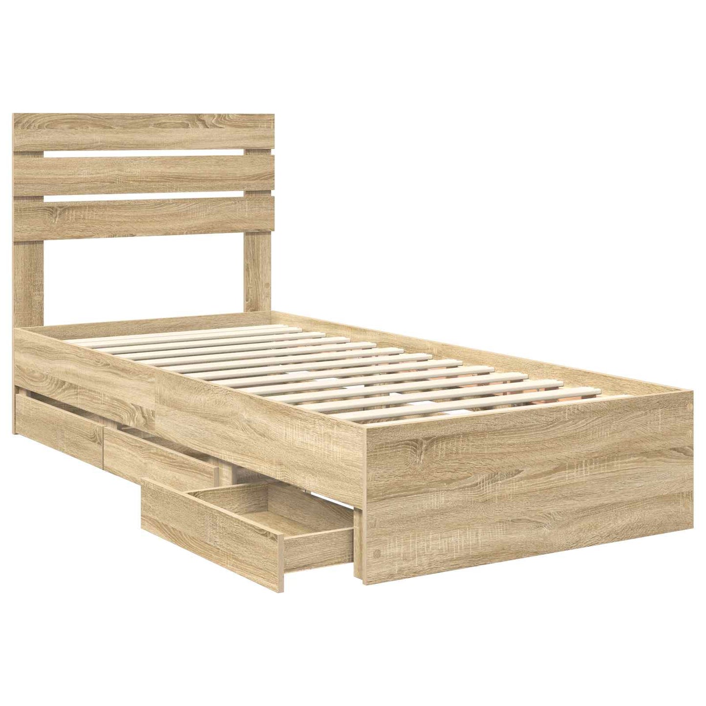 Sengestamme med skuff Sonoma eik 90 x 200 cm Ingeniørtre