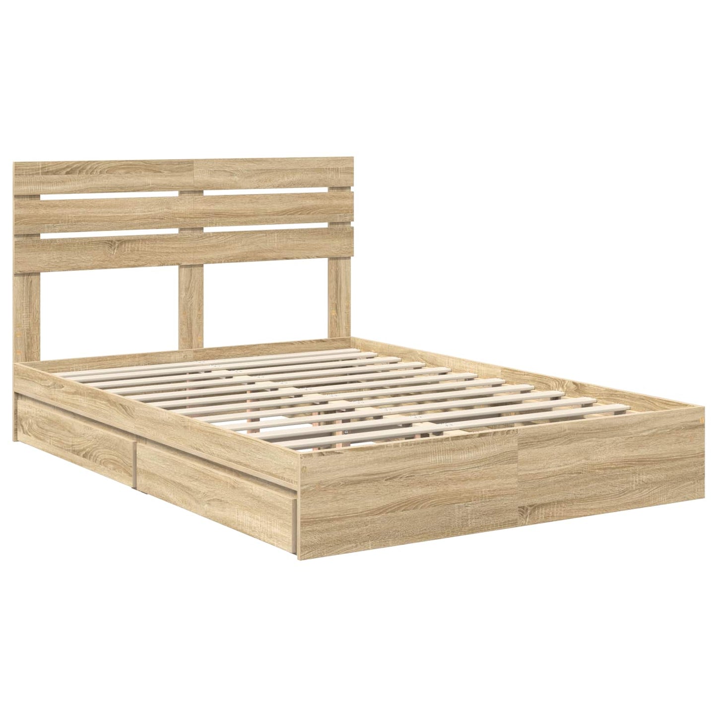 Seng med Oppbevaring Sonoma eik 160 x 200 cm Konstruert tre