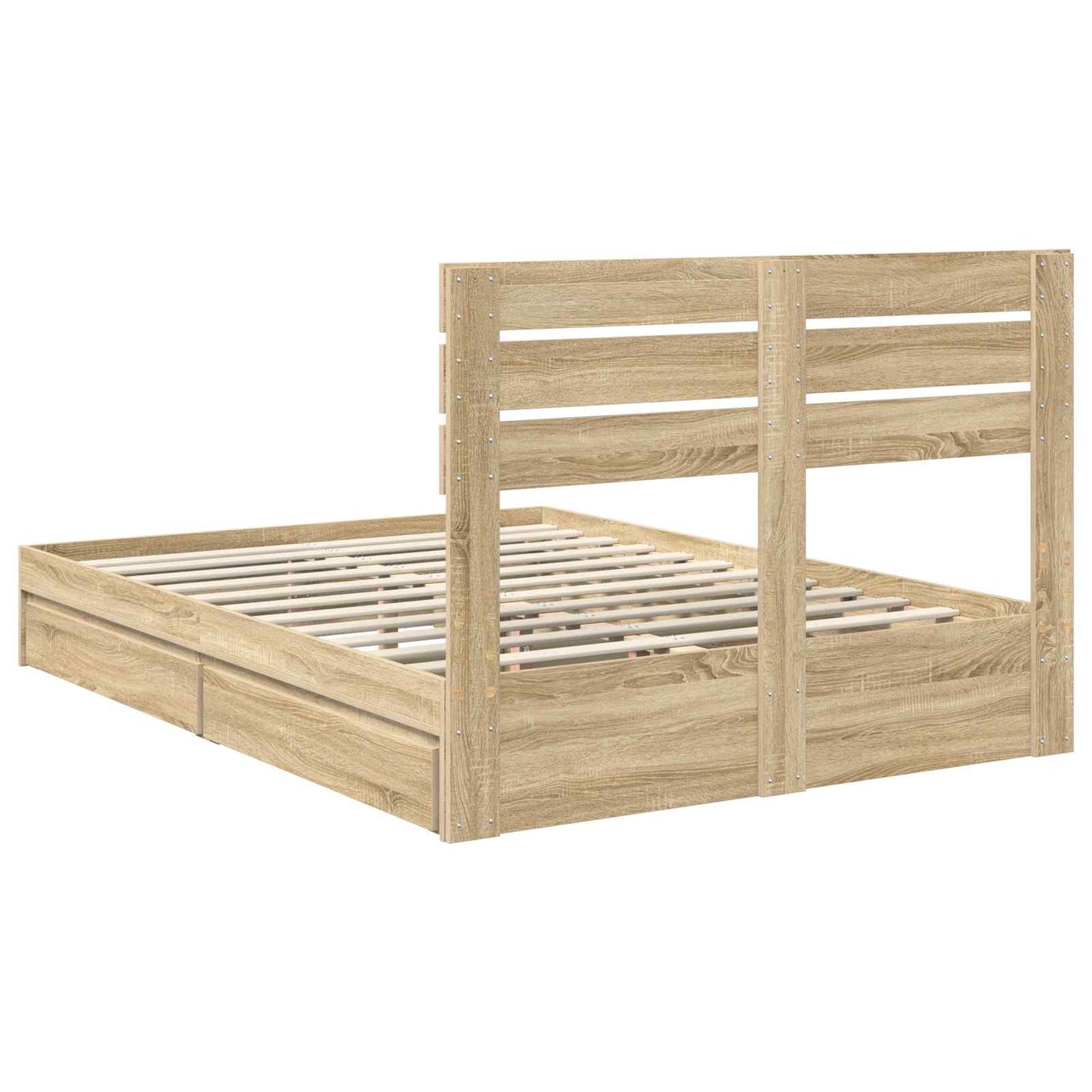 Seng med Oppbevaring Sonoma eik 160 x 200 cm Konstruert tre