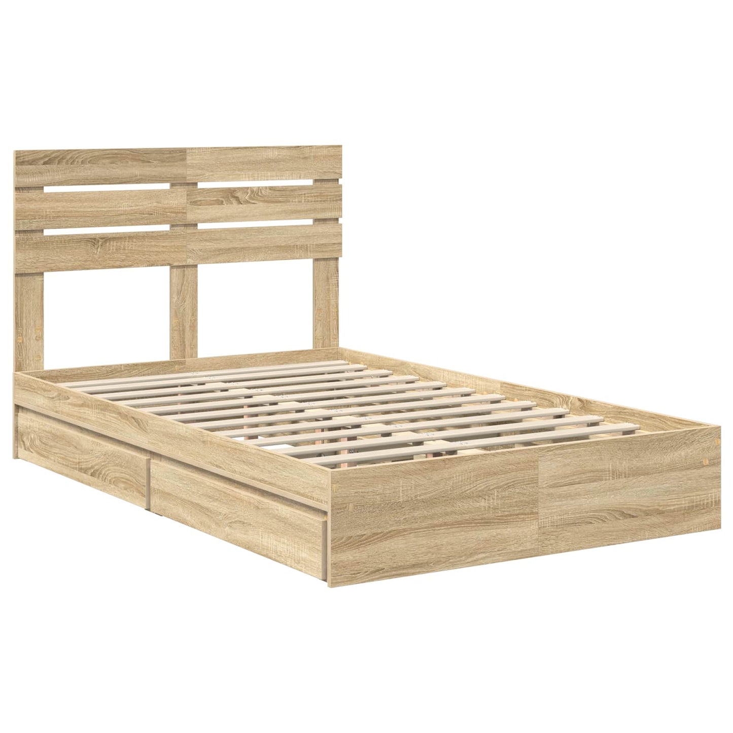 Seng med Oppbevaring Sonoma eik 135 x 190 cm Konstruert tre