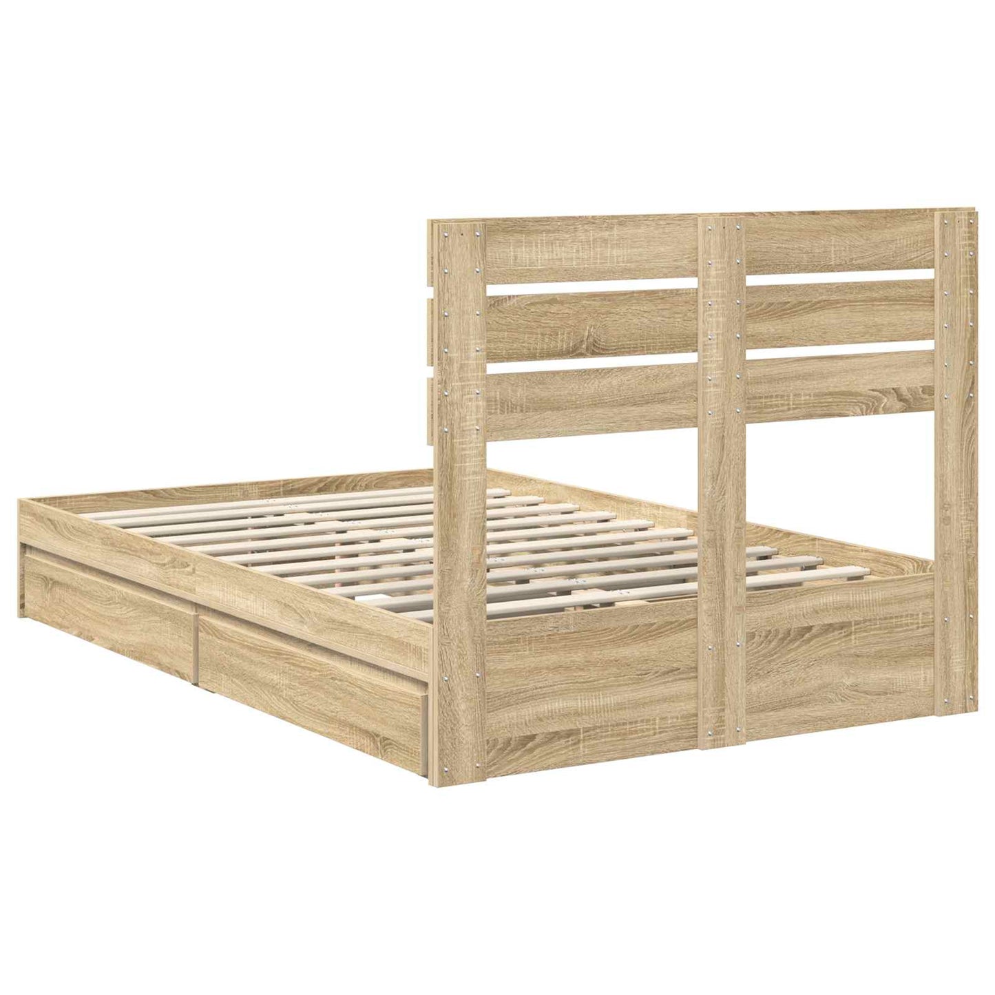 Seng med Oppbevaring Sonoma eik 135 x 190 cm Konstruert tre