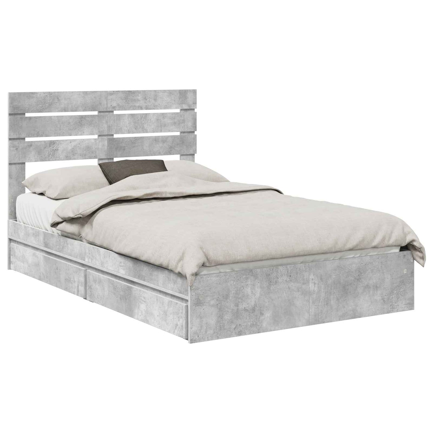 Seng med Oppbevaring Betonggrå 135 x 190 cm Konstruert tre