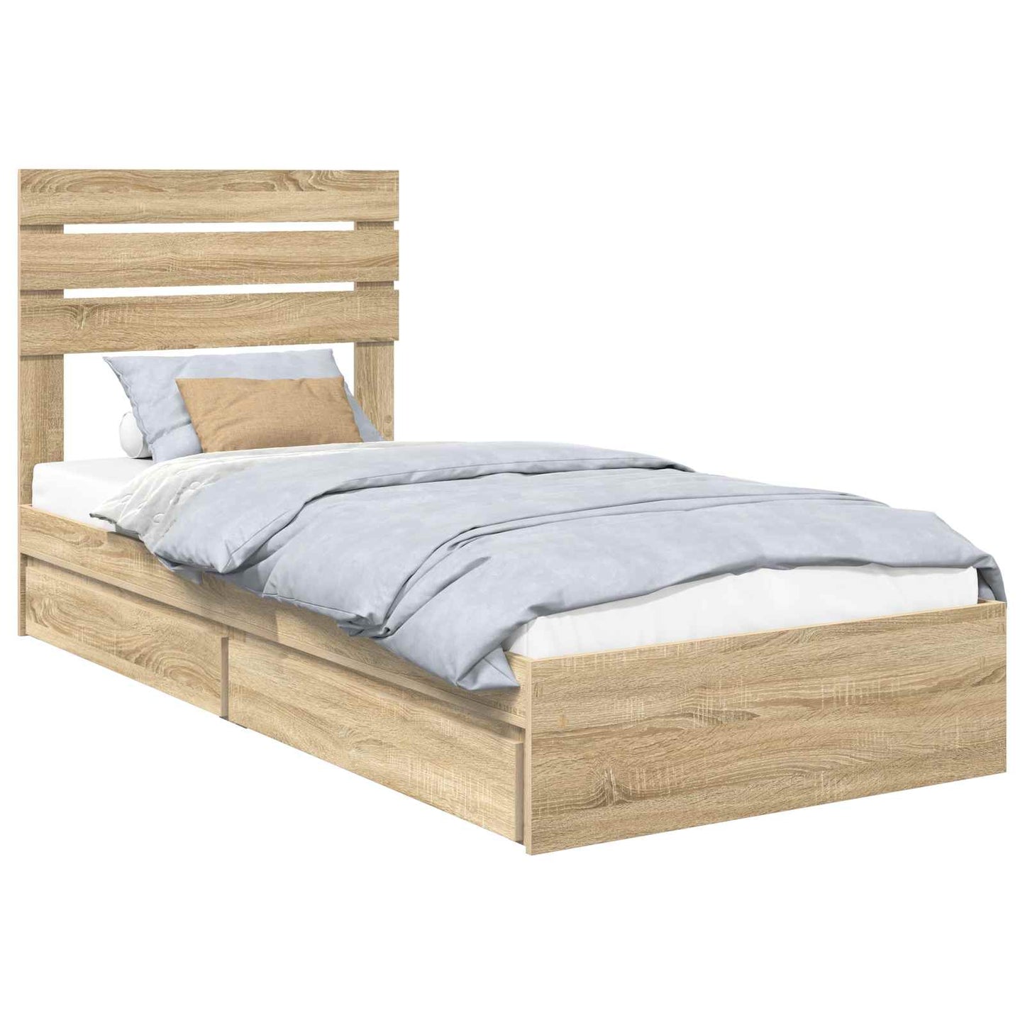 Seng med Oppbevaring Sonoma eik 75 x 190 cm Konstruert tre