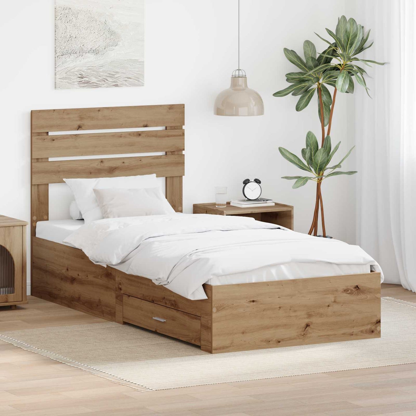 Sengestamme med skuff Artisan Eik 100 x 200 cm Konstruert tre
