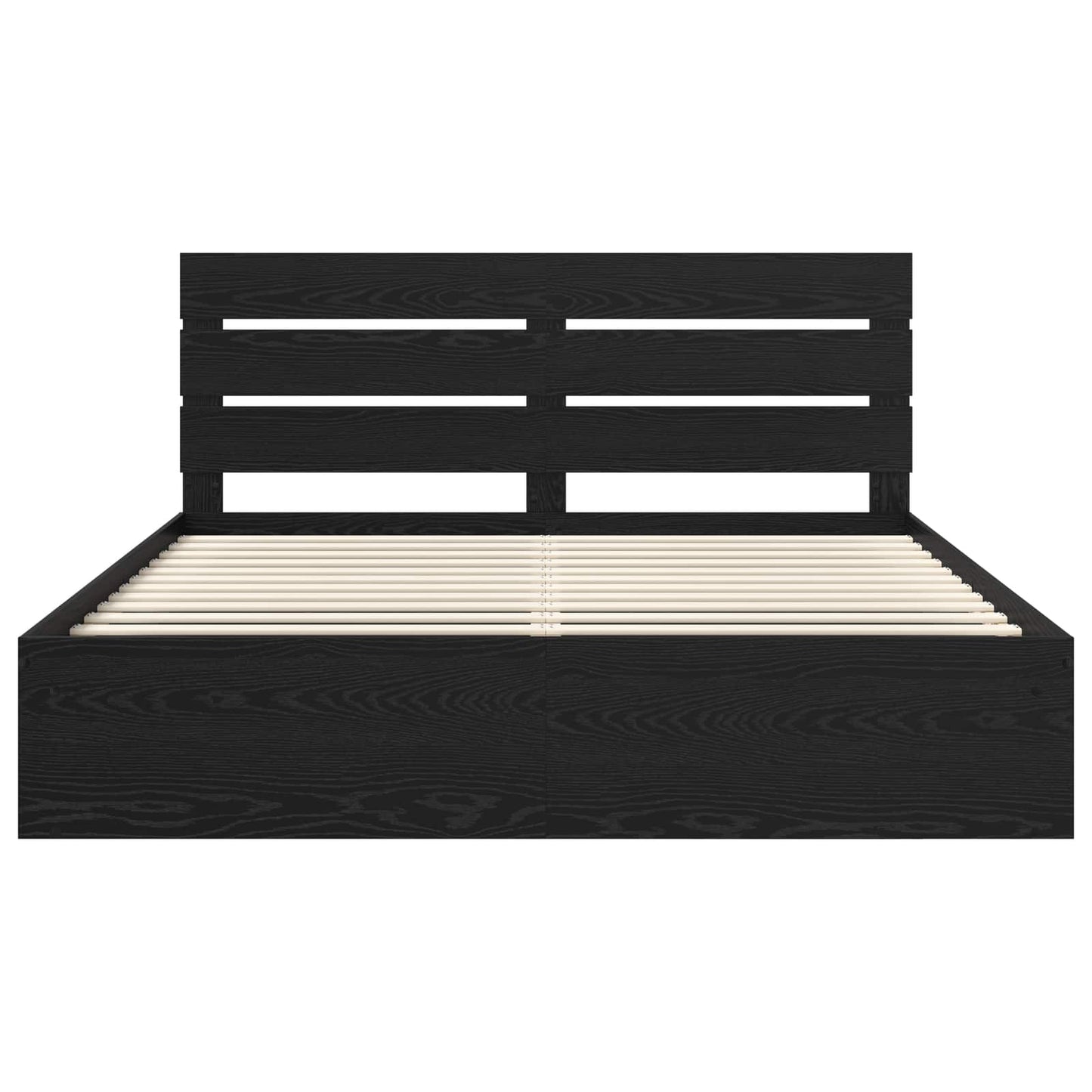 Sengestamme med hodegjerde Svart 200 x 200 cm Massiv furu