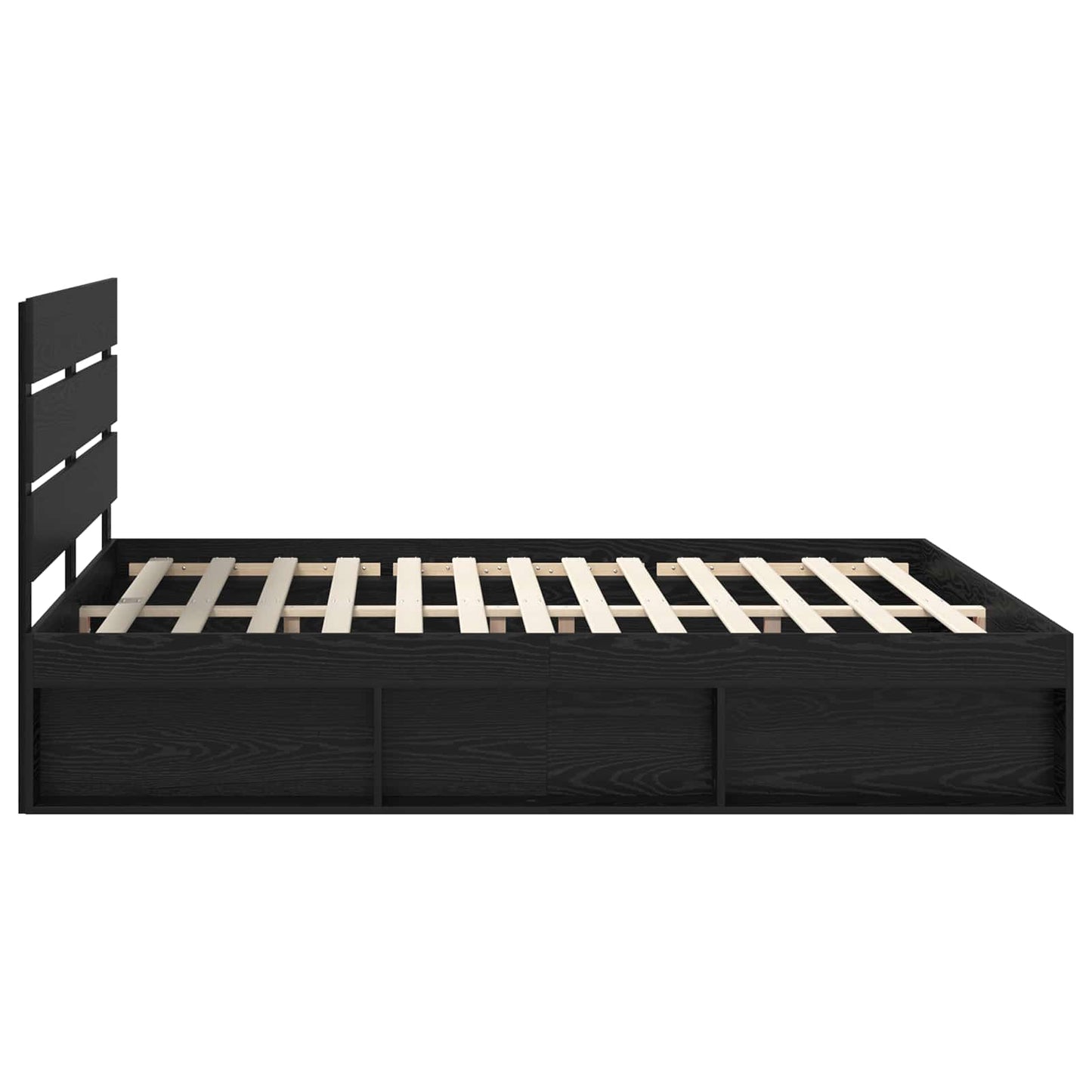 Sengestamme med hodegjerde Svart 200 x 200 cm Massiv furu