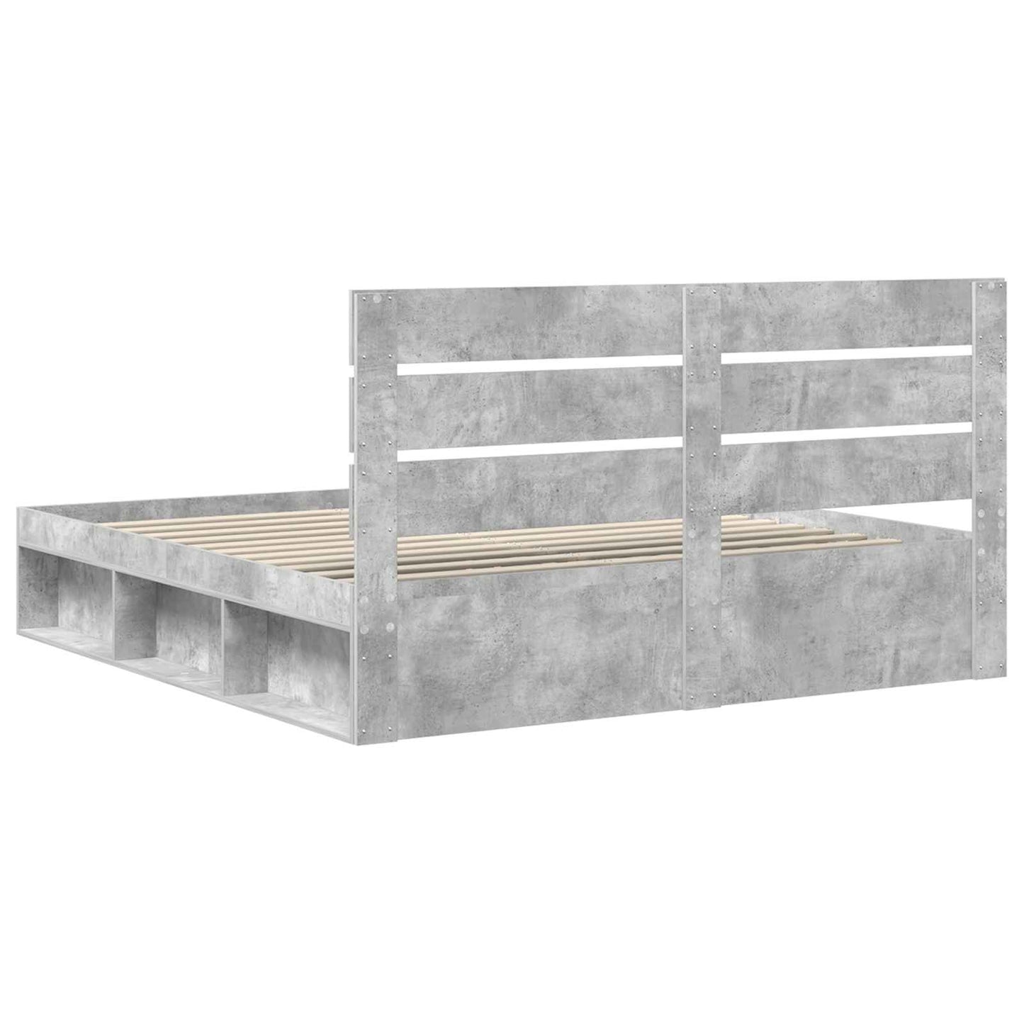 Sengestamme med hodegjerde Betong 180 x 200 cm Massiv furu