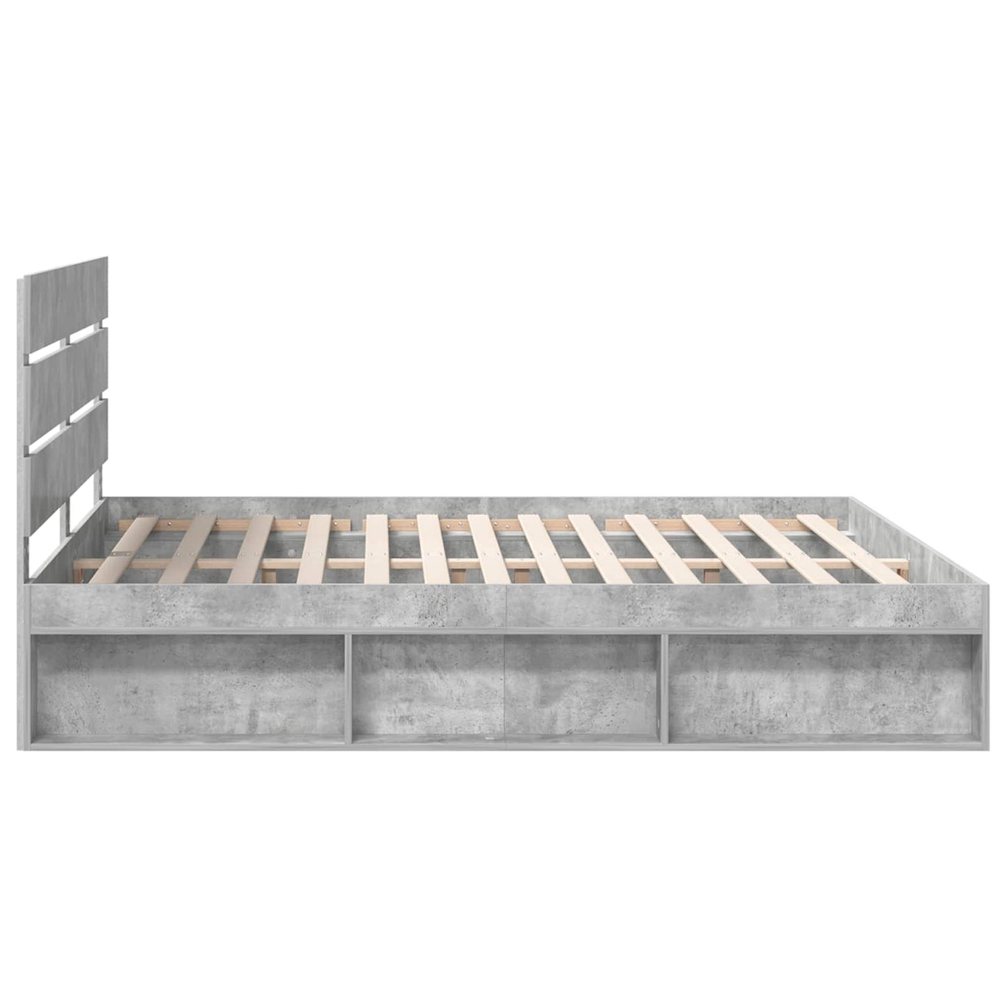 Sengestamme med hodegjerde Betong 180 x 200 cm Massiv furu