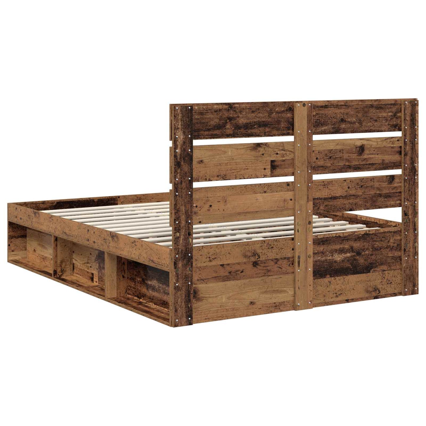 Sengestamme med hodegjerde Gammelt tre 150 x 200 cm Massiv furu