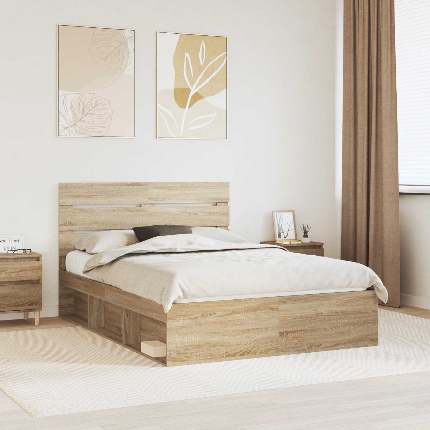 Sengestamme med hodegjerde Sonoma 140 x 190 cm Massiv furu