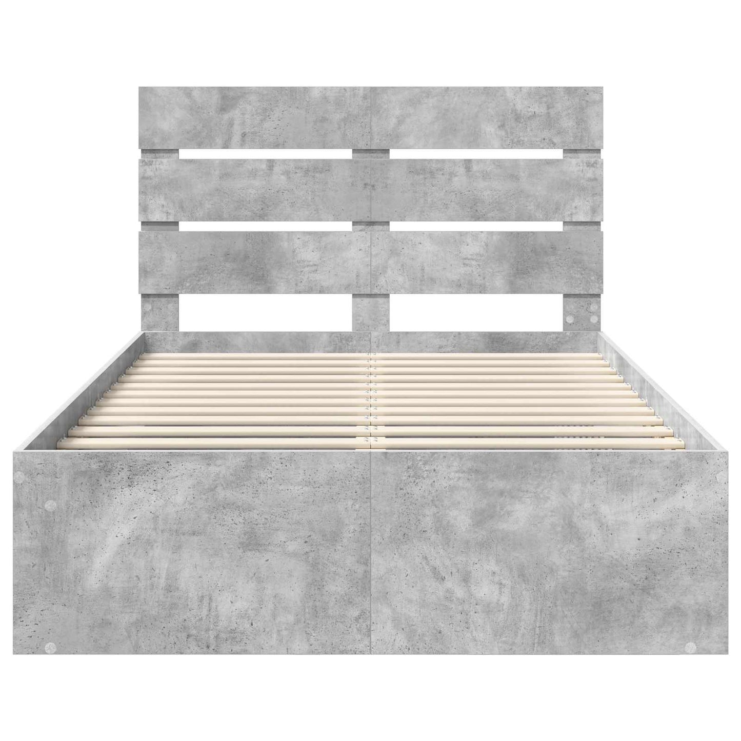 Sengestamme med hodegjerde Betonggrå 135 x 190 cm Massiv furu