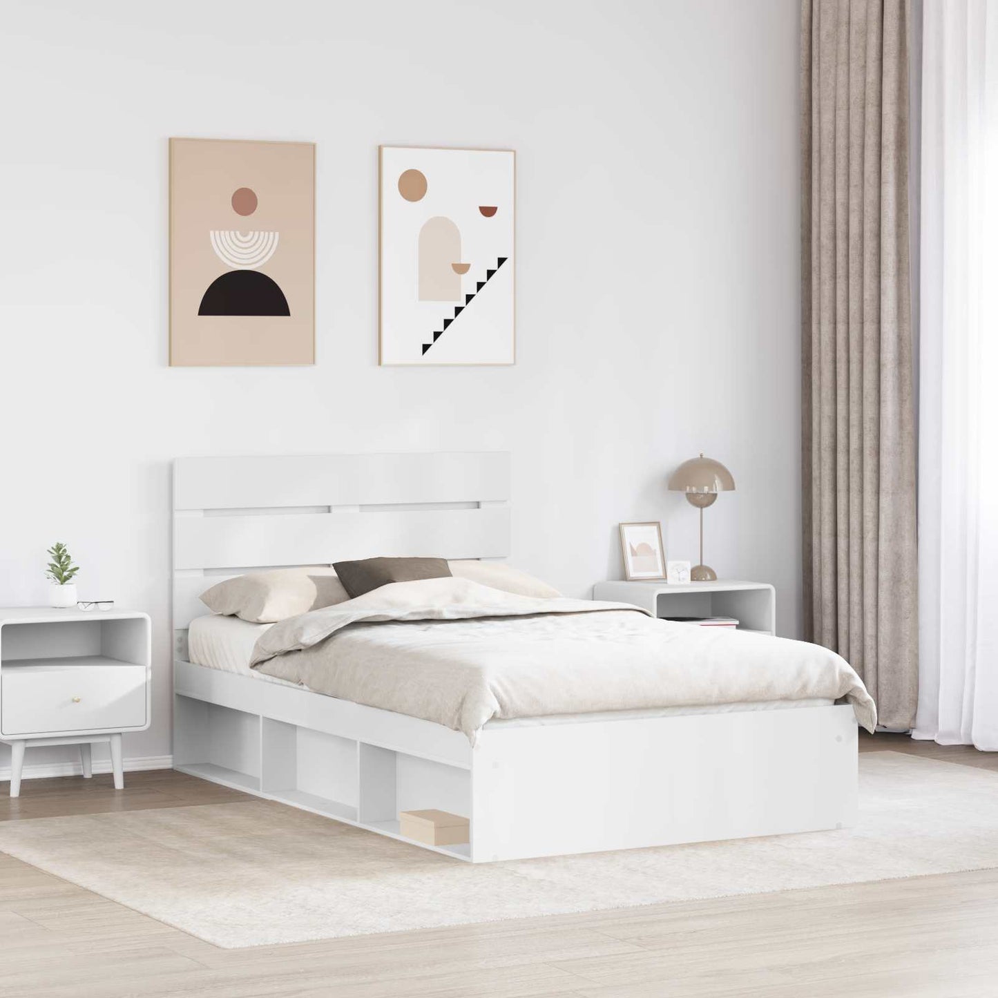 Sengestamme med hodegjerde Hvit 120 x 200 cm Massiv furu