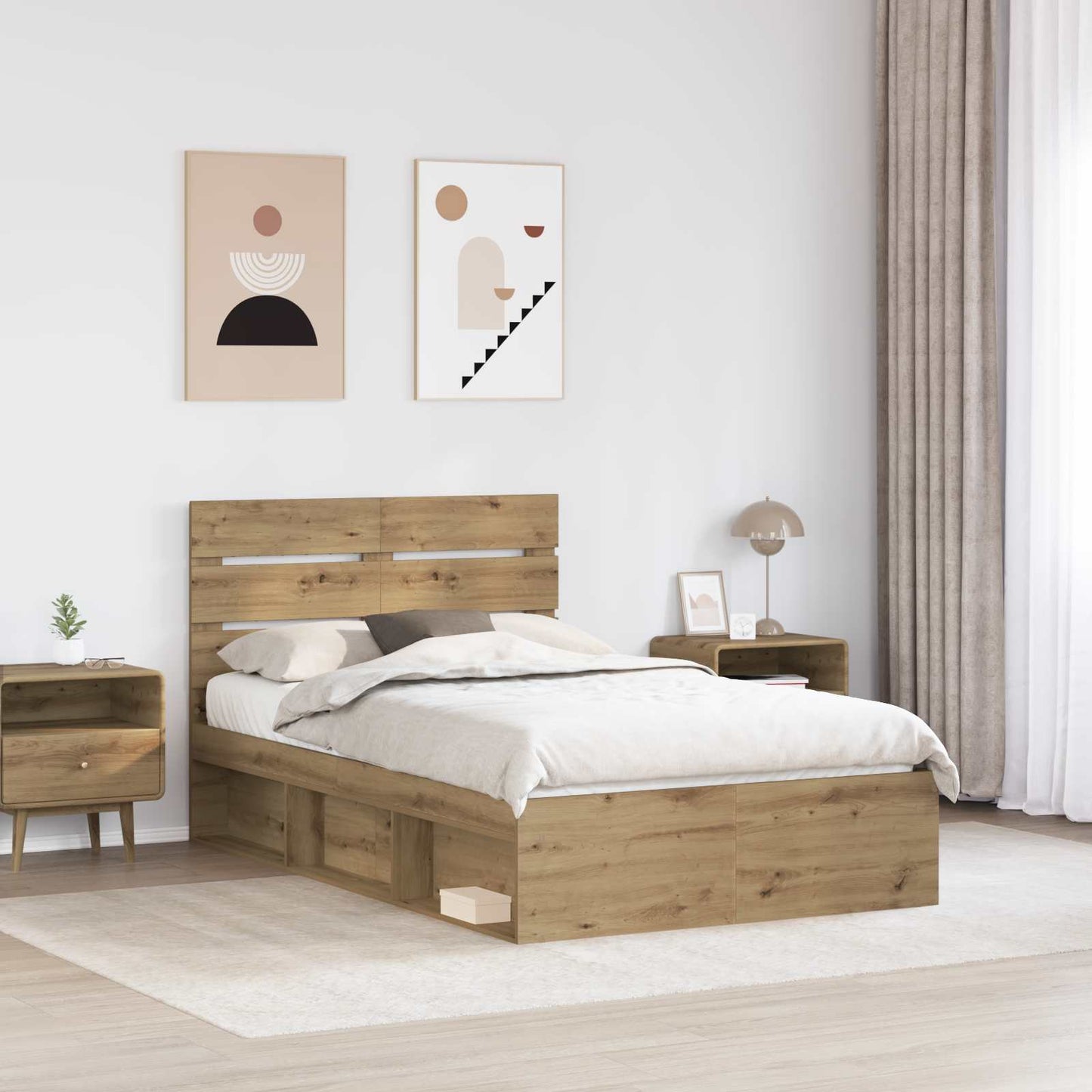 Sengestamme Kunstnerisk Eik 120 x 200 cm Massiv furu