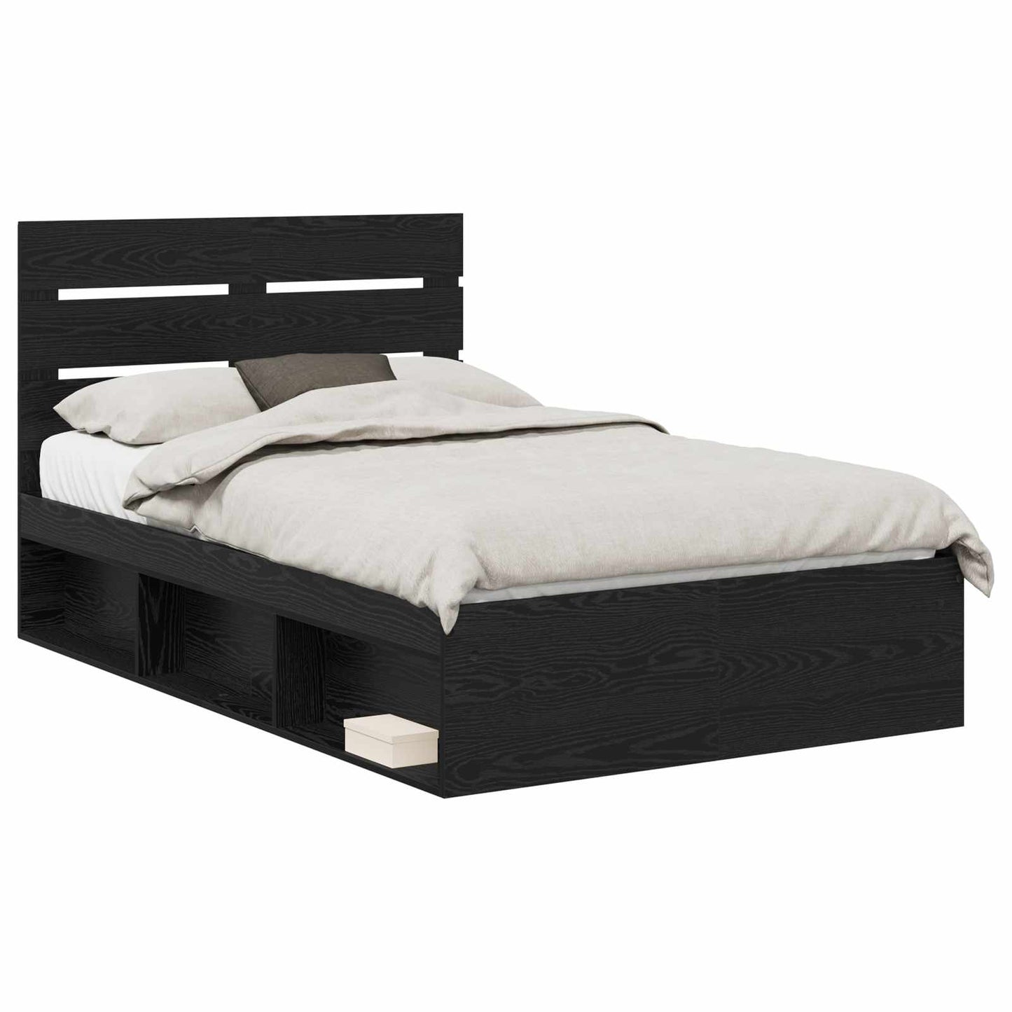 Sengestamme med hodegjerde Svart 120 x 190 cm Massiv furu
