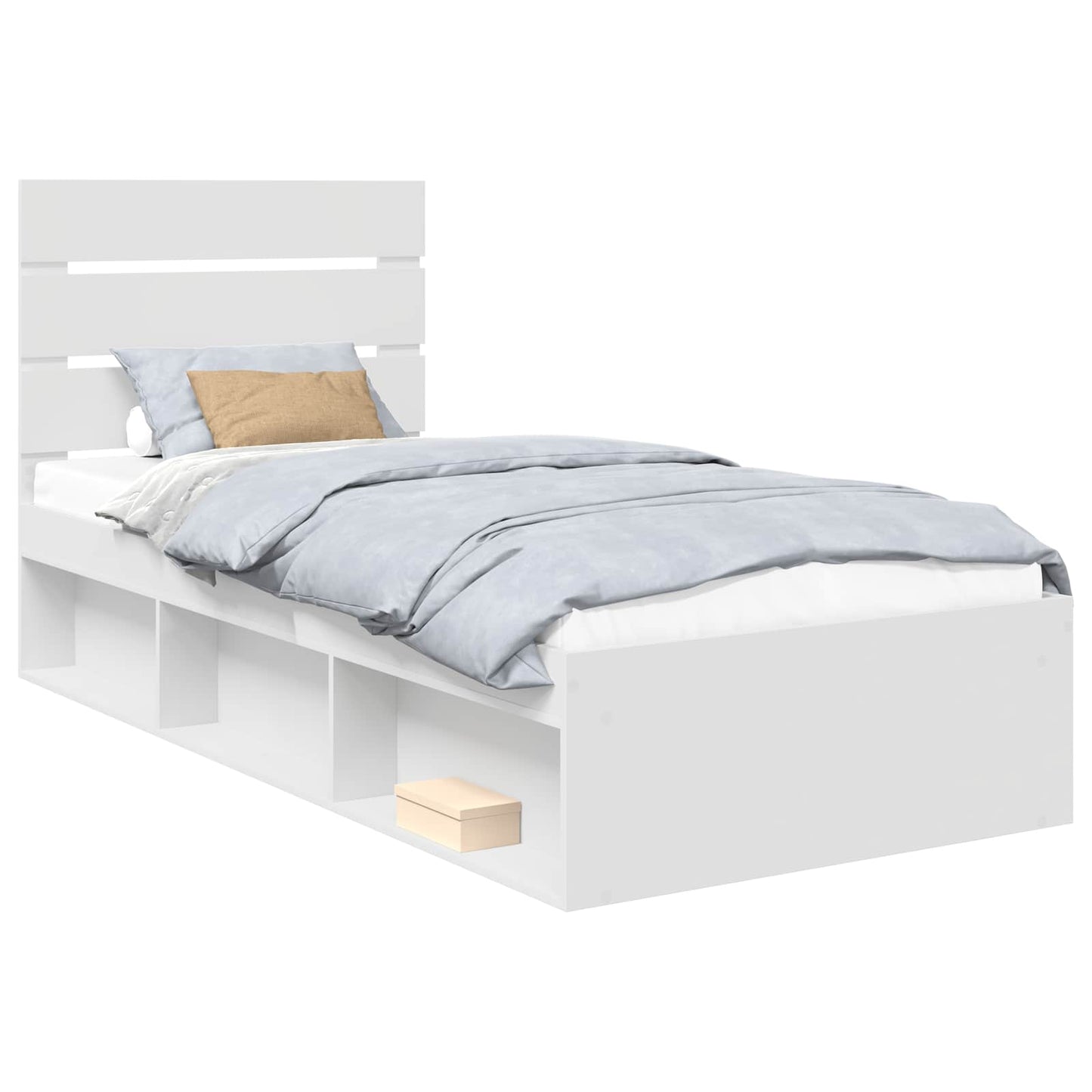 Sengestamme med hodegjerde Hvit 90 x 200 cm Massiv furu