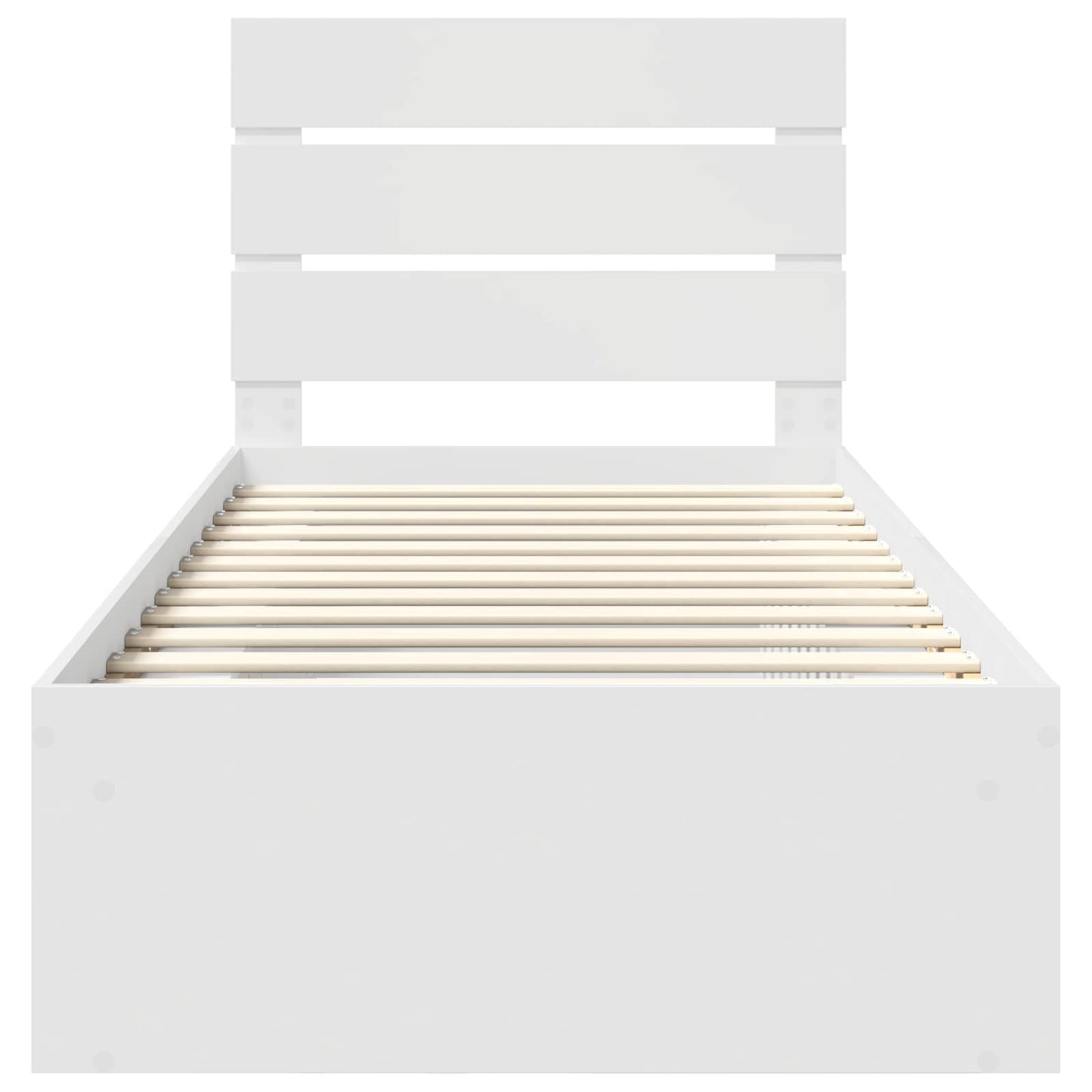 Sengestamme med hodegjerde Hvit 90 x 190 cm Massiv furu