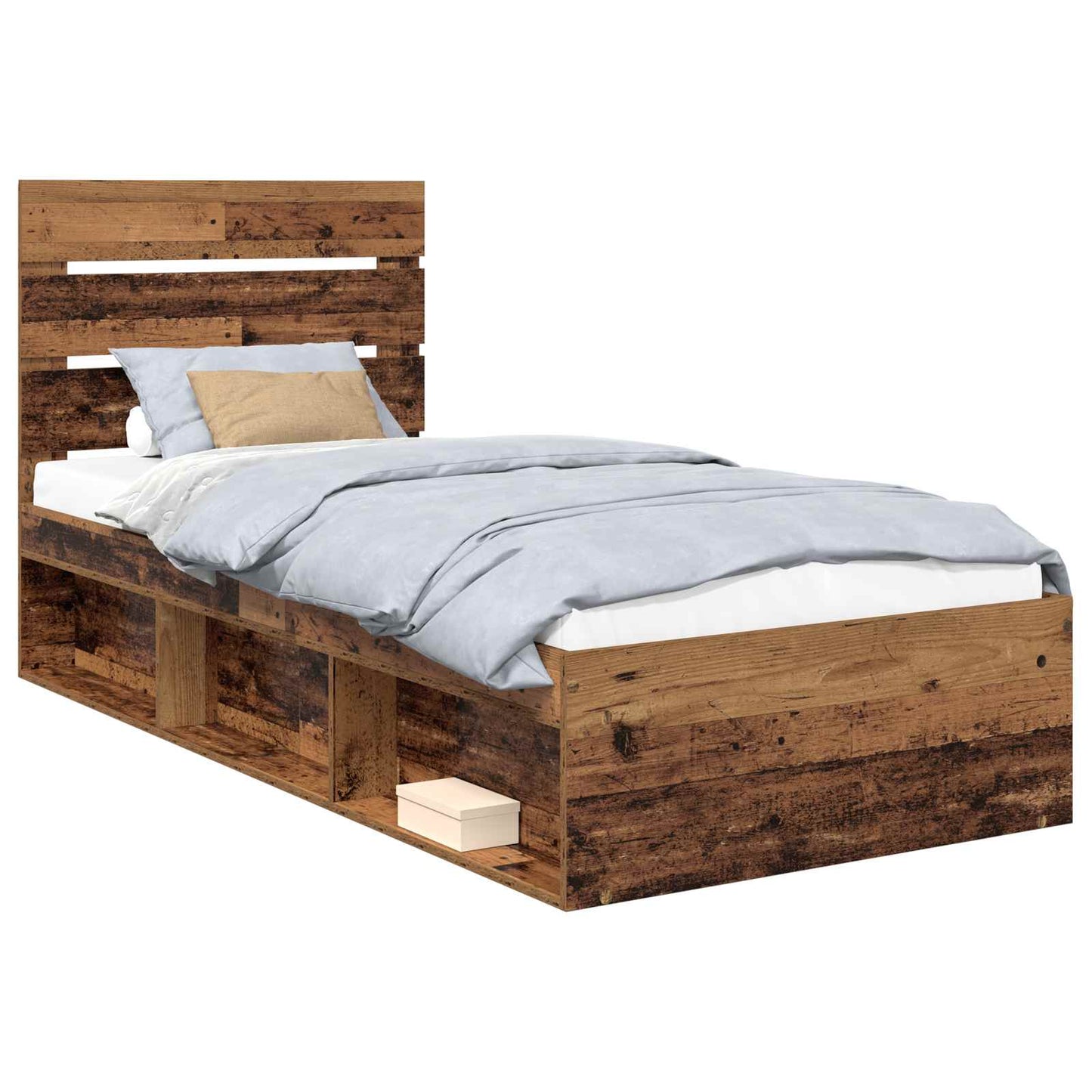Sengestamme med hodegjerde Gammelt tre 90 x 190 cm Massiv furu