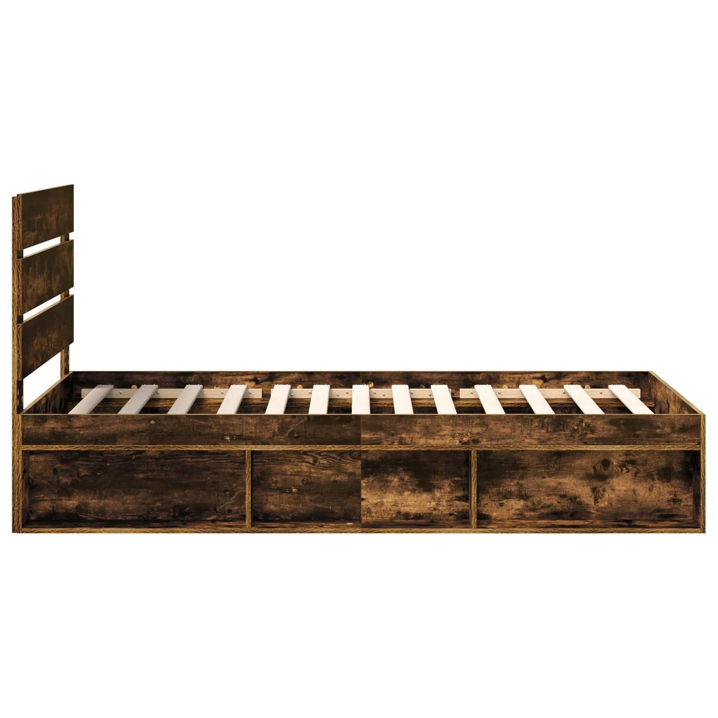 Sengestamme med hodegjerde Røkt eik 75 x 190 cm Massiv furu