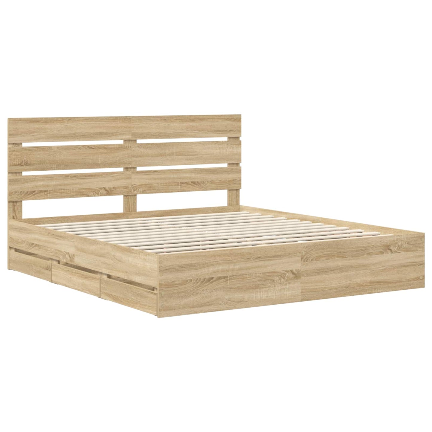 Sengestamme med skuff Sonoma eik 200 x 200 cm Ingeniørtre