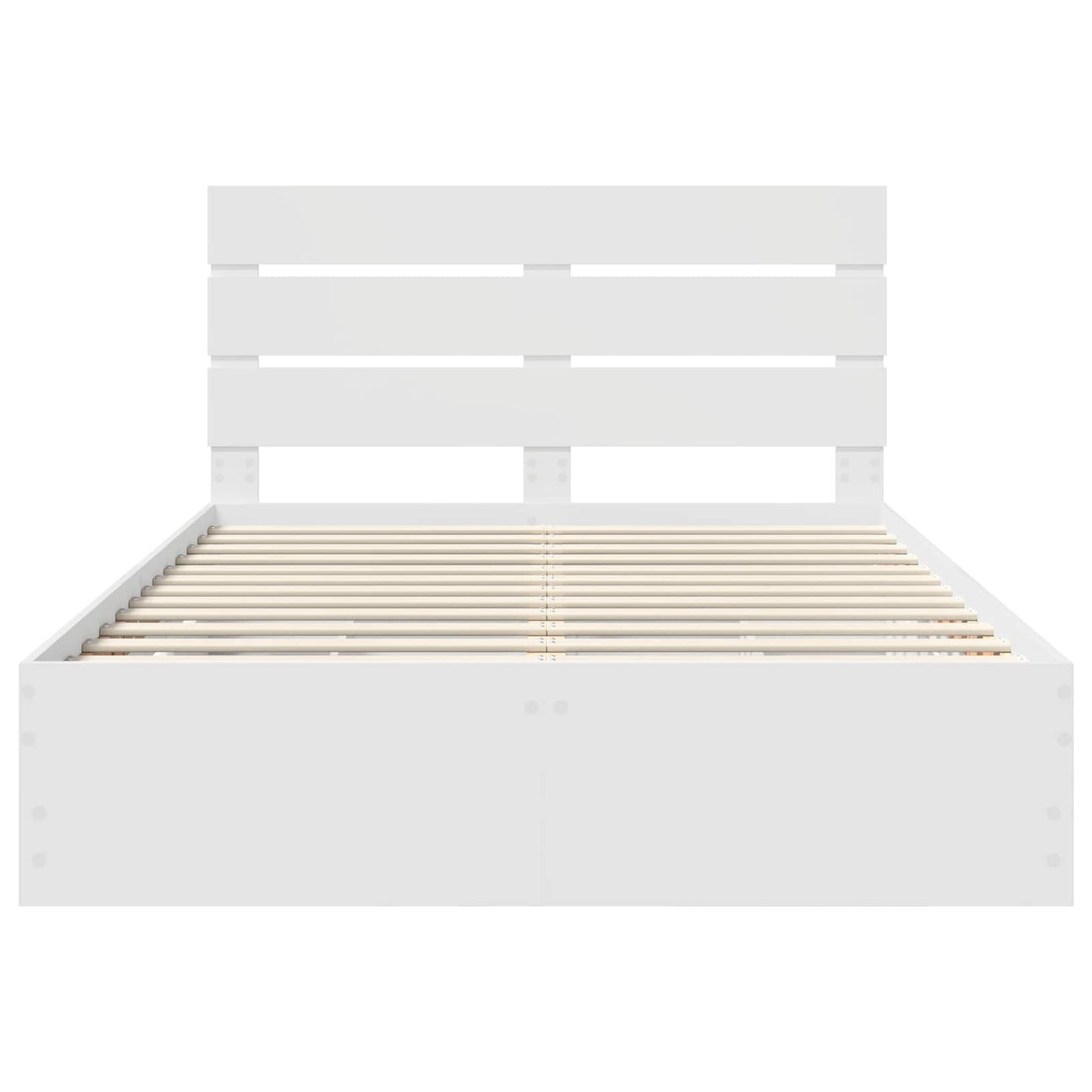Sengestamme med skuff med lagring Hvit 160 x 200 cm Ingeniørtre