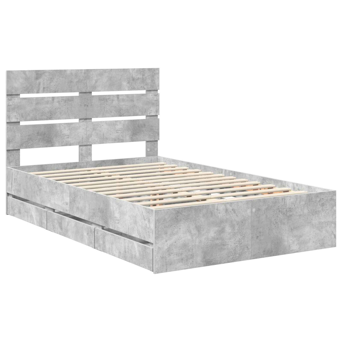 Sengestamme med skuff Betonggrå 135 x 190 cm Ingeniørtre