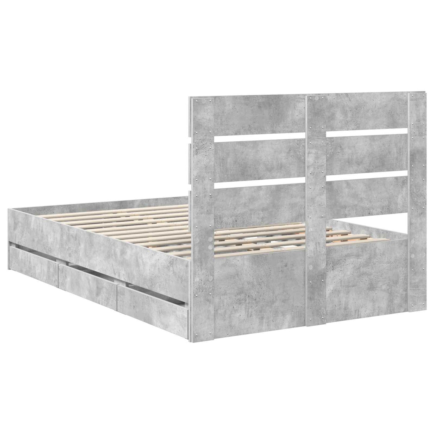 Sengestamme med skuff Betonggrå 135 x 190 cm Ingeniørtre