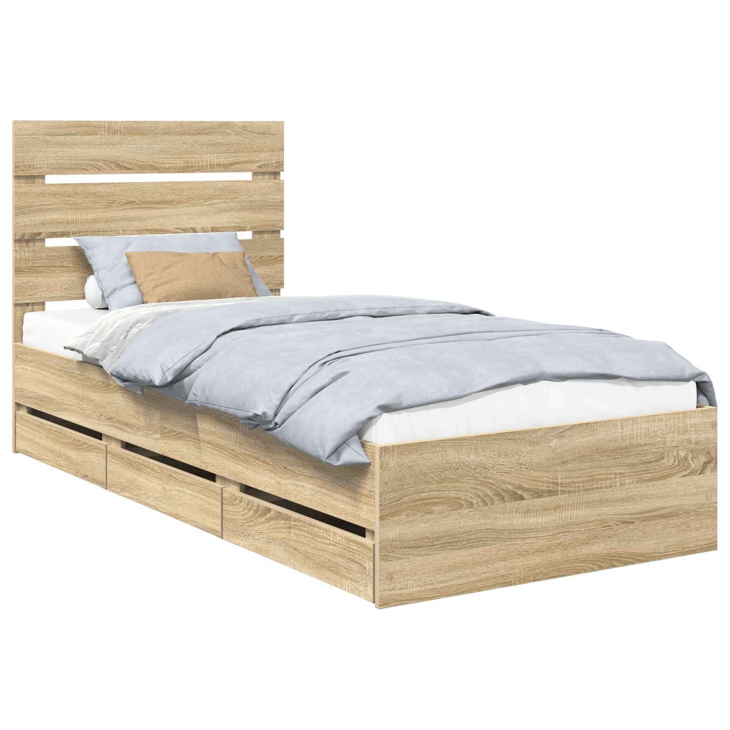 Sengestamme med skuff Sonoma eik 90 x 200 cm Ingeniørtre