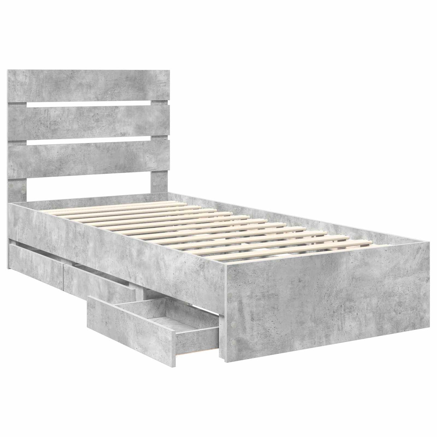 Sengestamme med skuff Betonggrå 90 x 200 cm Ingeniørtre