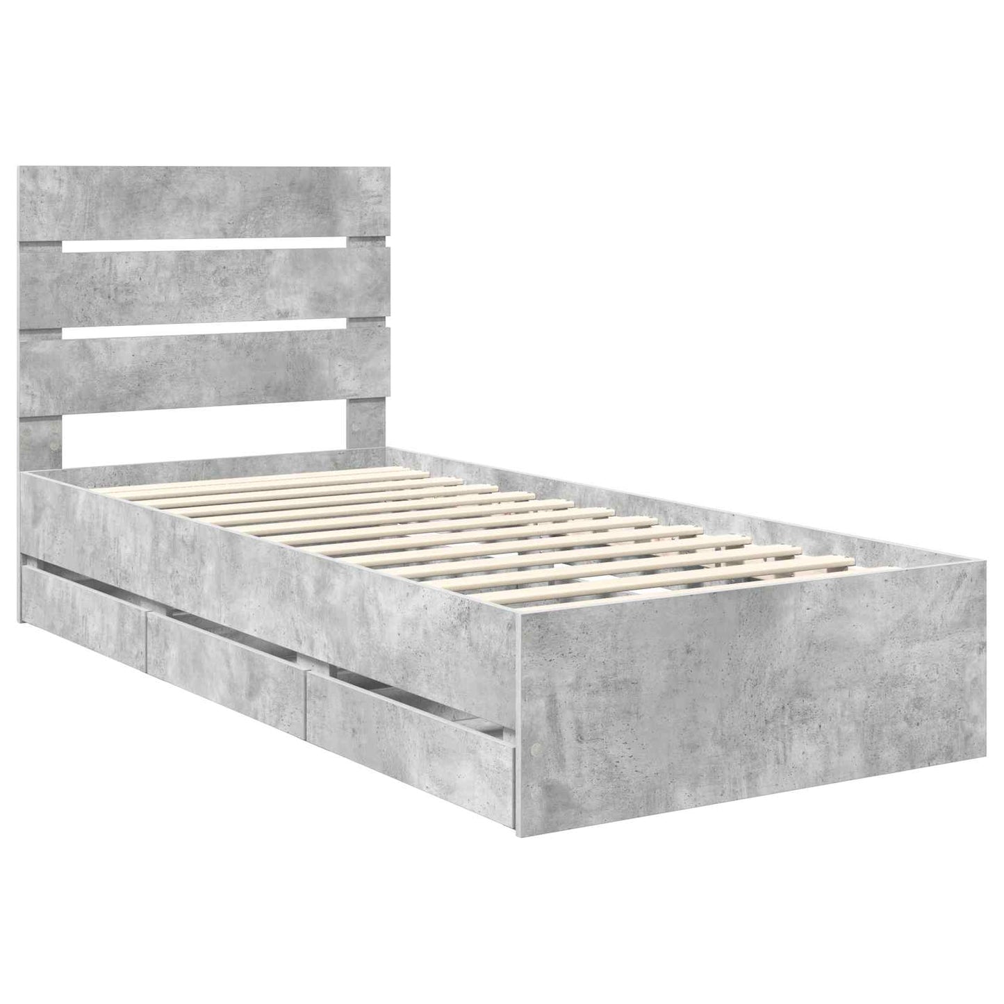 Sengestamme med skuff Betonggrå 90 x 190 cm Ingeniørtre