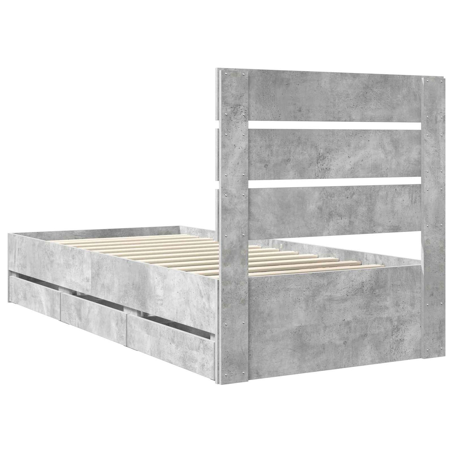 Sengestamme med skuff Betonggrå 90 x 190 cm Ingeniørtre