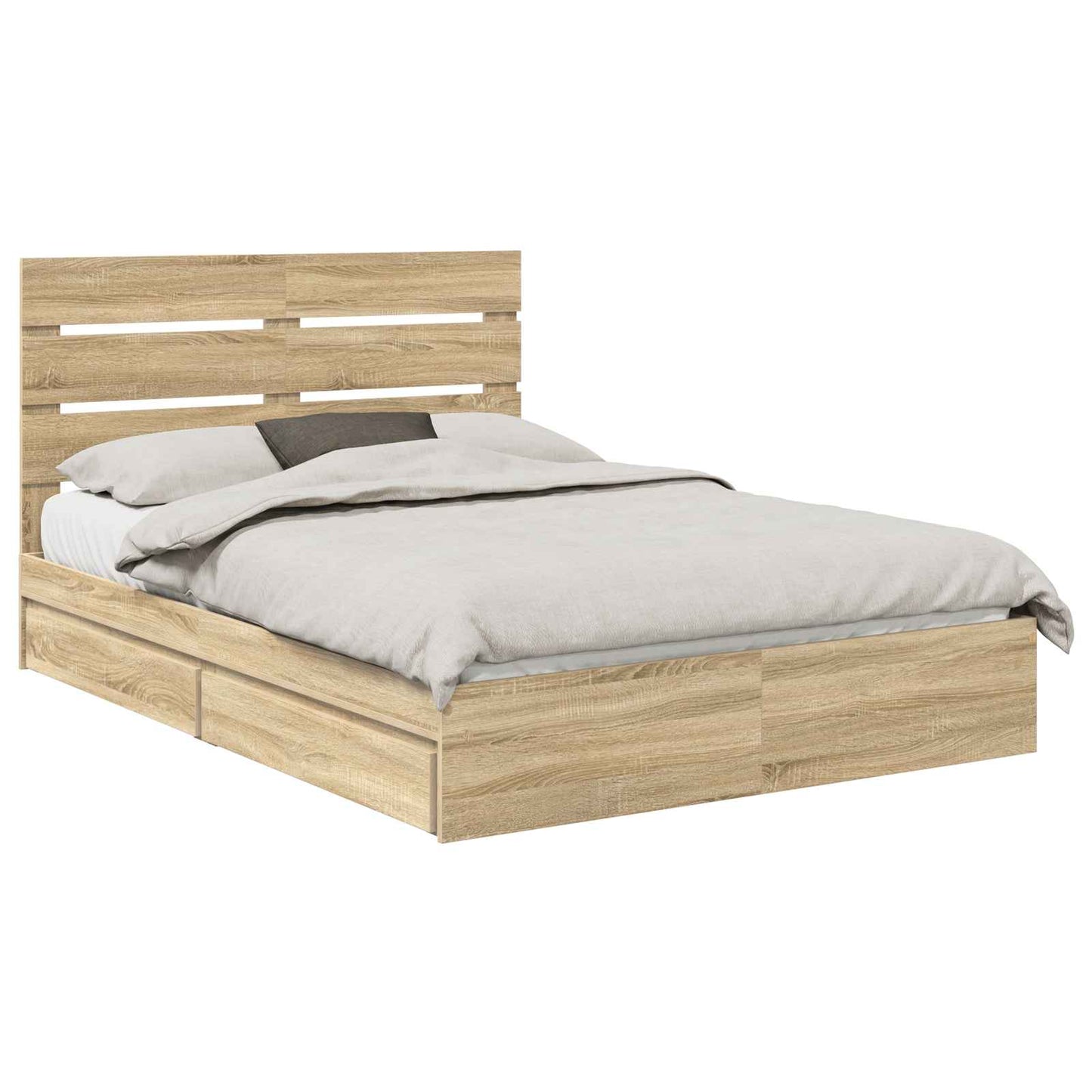 Seng med Oppbevaring Sonoma eik 160 x 200 cm Konstruert tre