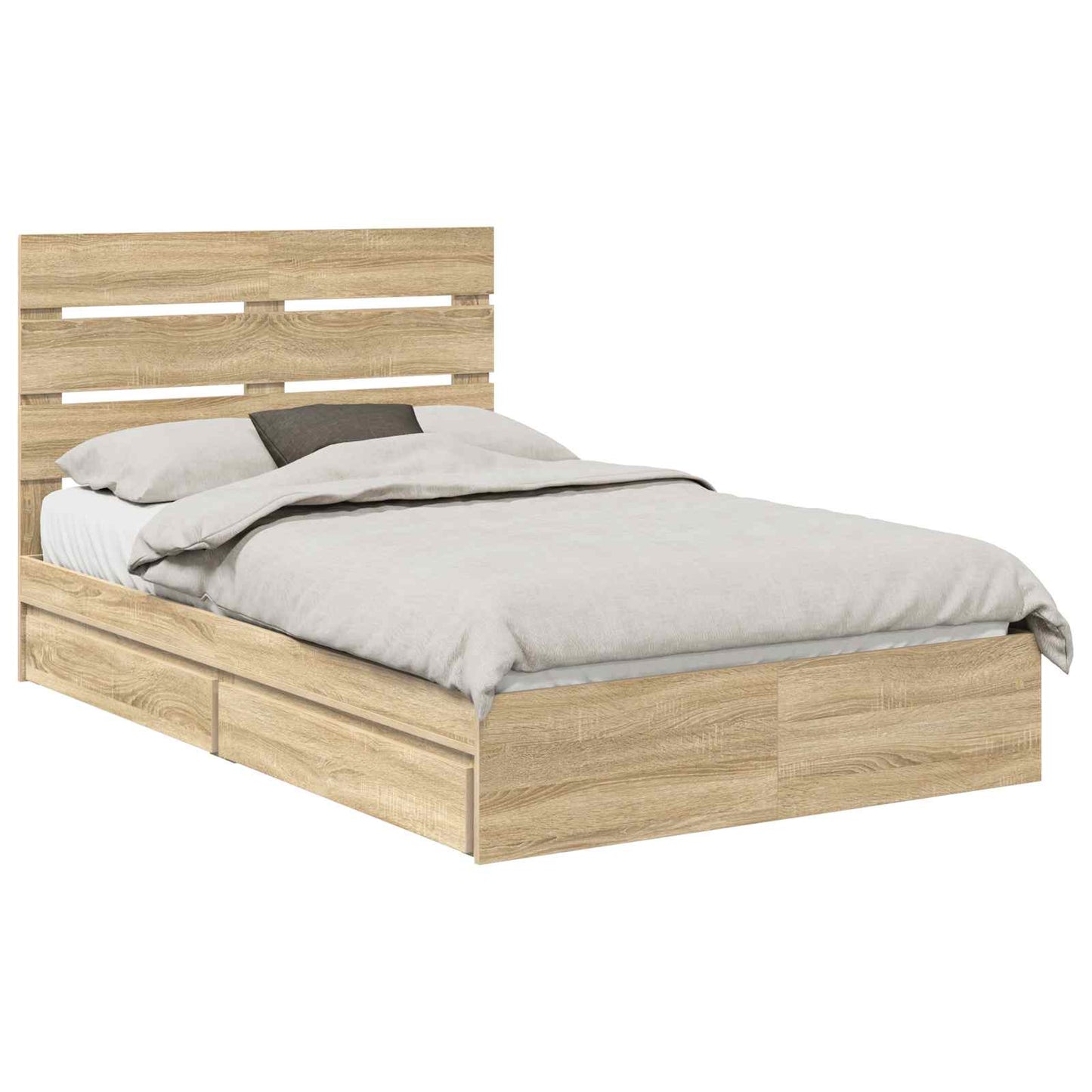 Seng med Oppbevaring Sonoma eik 135 x 190 cm Konstruert tre