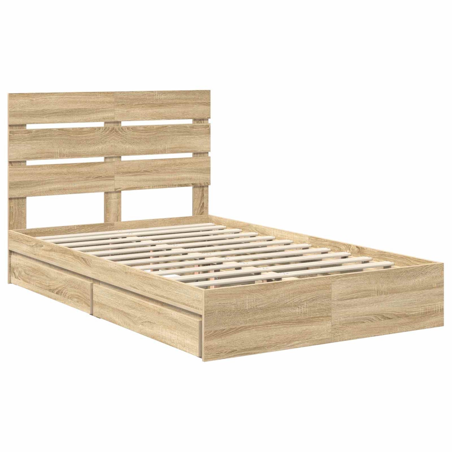 Seng med Oppbevaring Sonoma eik 135 x 190 cm Konstruert tre