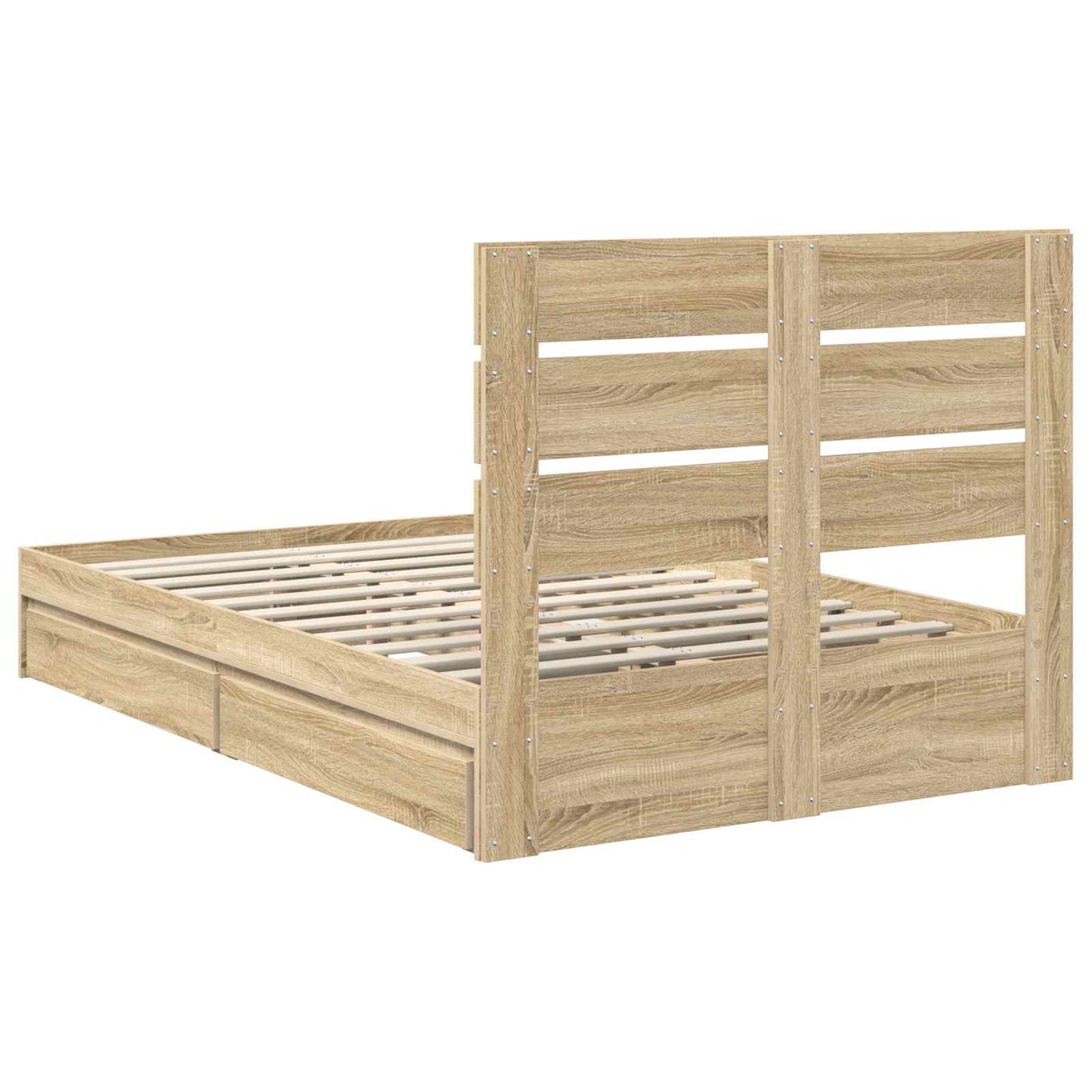 Seng med Oppbevaring Sonoma eik 135 x 190 cm Konstruert tre