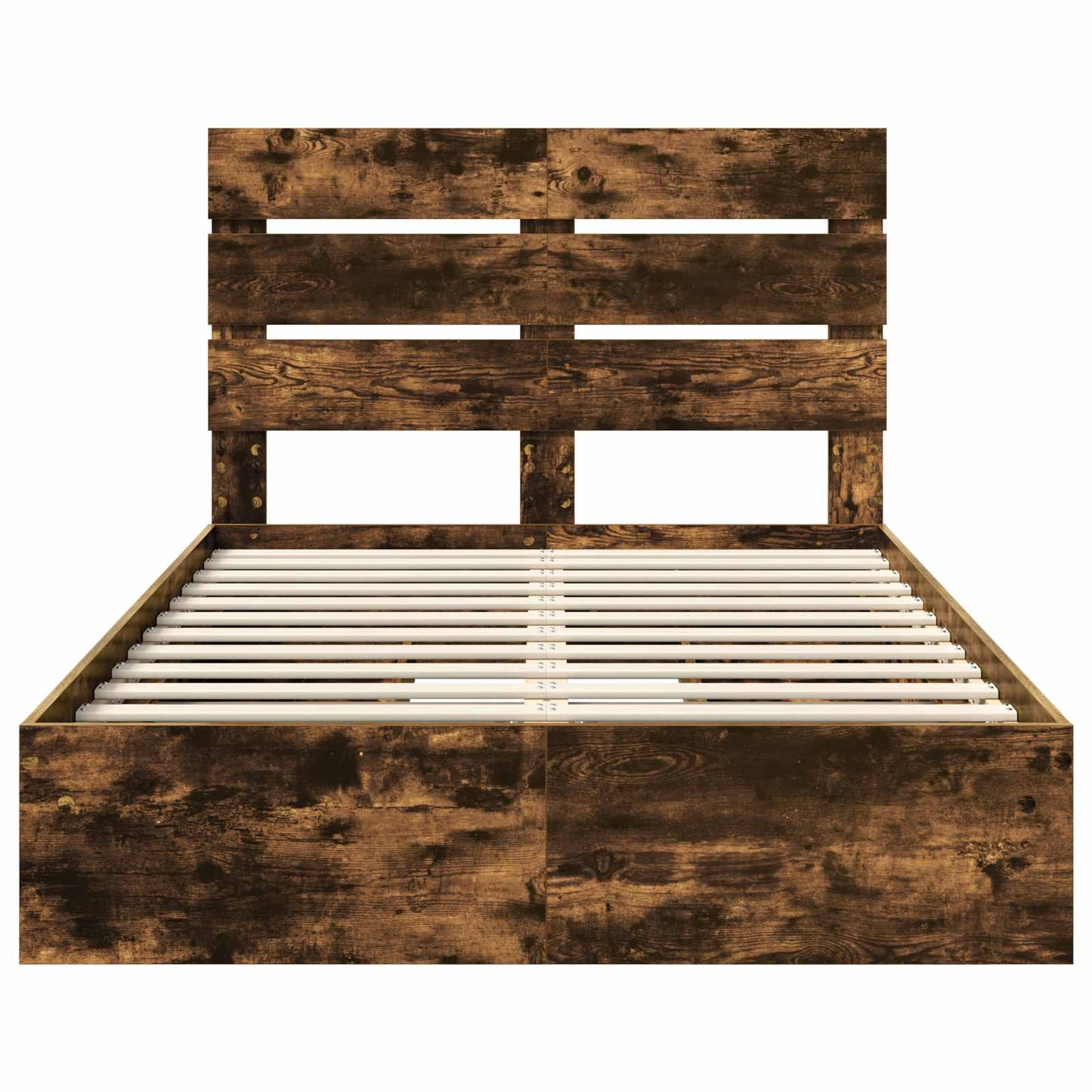 Seng med Oppbevaring Røkt eik 135 x 190 cm Konstruert tre