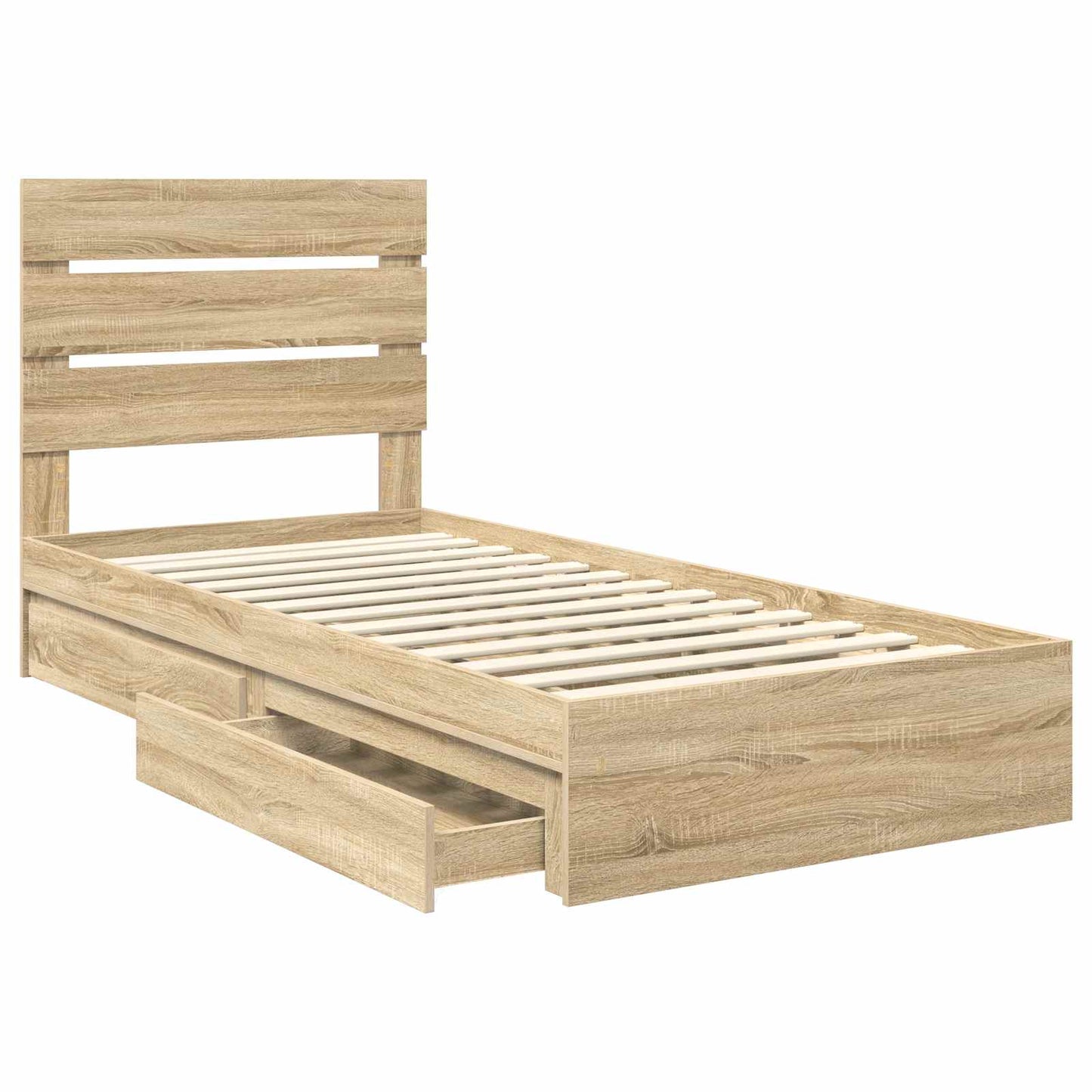 Seng med Oppbevaring Sonoma eik 100 x 200 cm Konstruert tre