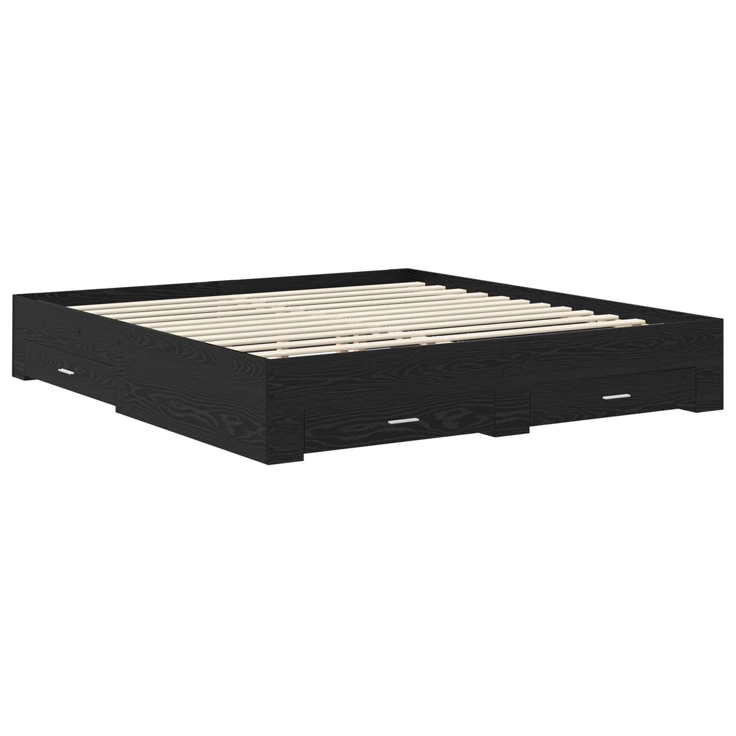 Sengestamme med skuff Svart Eik 180 x 200 cm Konstruert tre